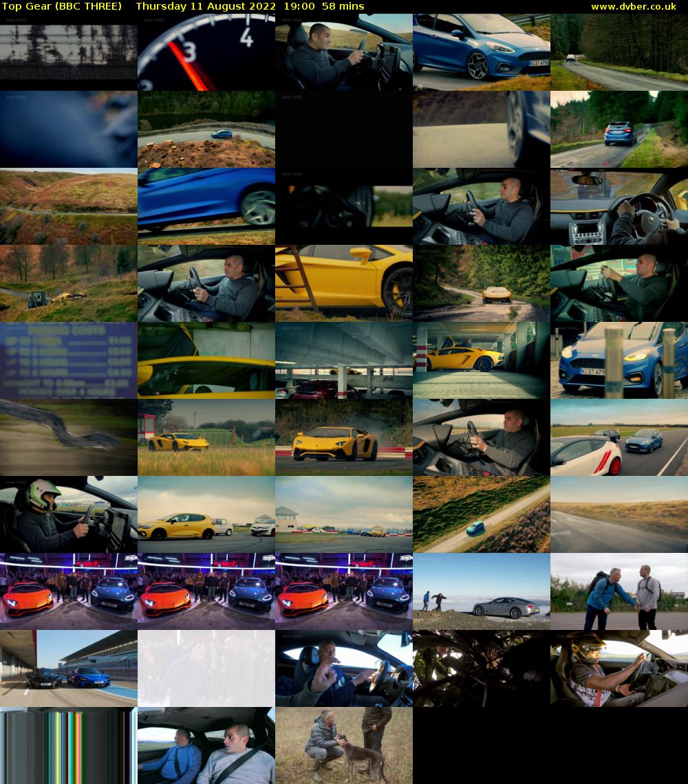 Top Gear (BBC THREE) Thursday 11 August 2022 19:00 - 19:58