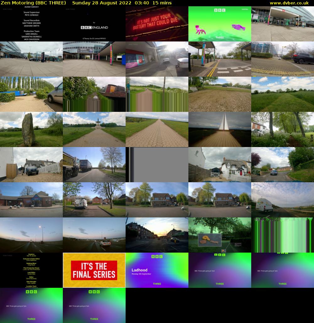 Zen Motoring (BBC THREE) Sunday 28 August 2022 03:40 - 03:55
