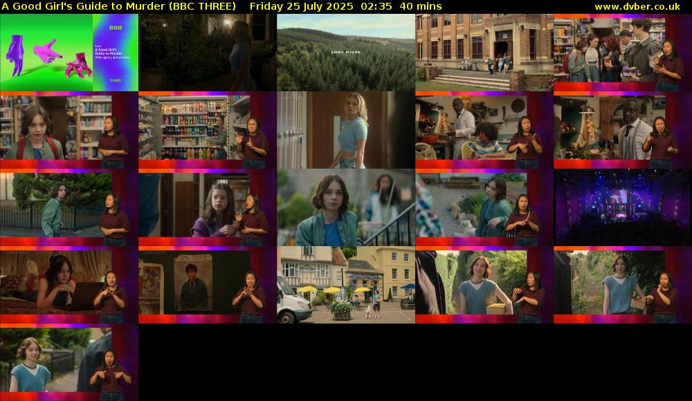 A Good Girl's Guide to Murder (BBC THREE) Friday 25 July 2025 02:35 - 03:15