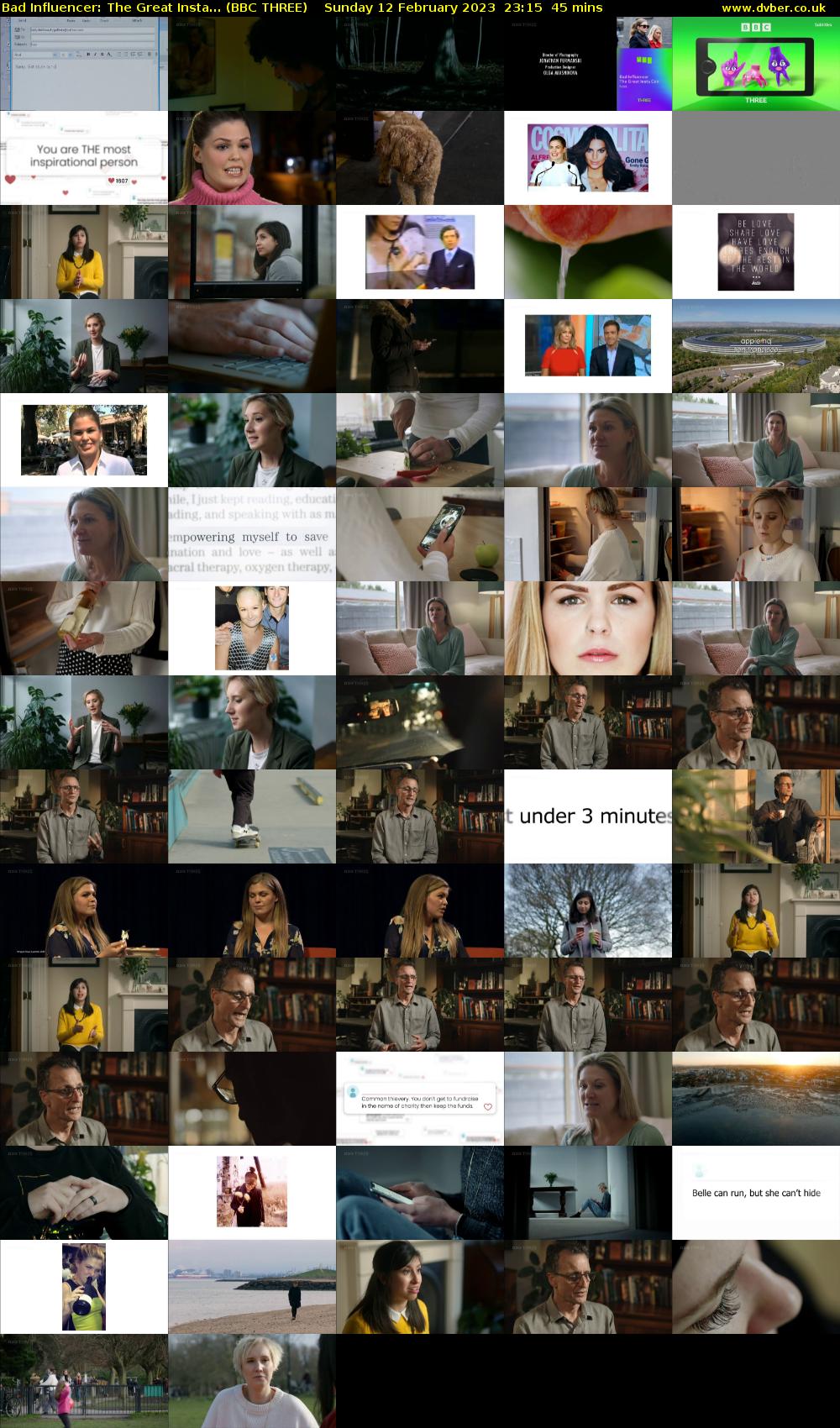 Bad Influencer: The Great Insta... (BBC THREE) Sunday 12 February 2023 23:15 - 00:00