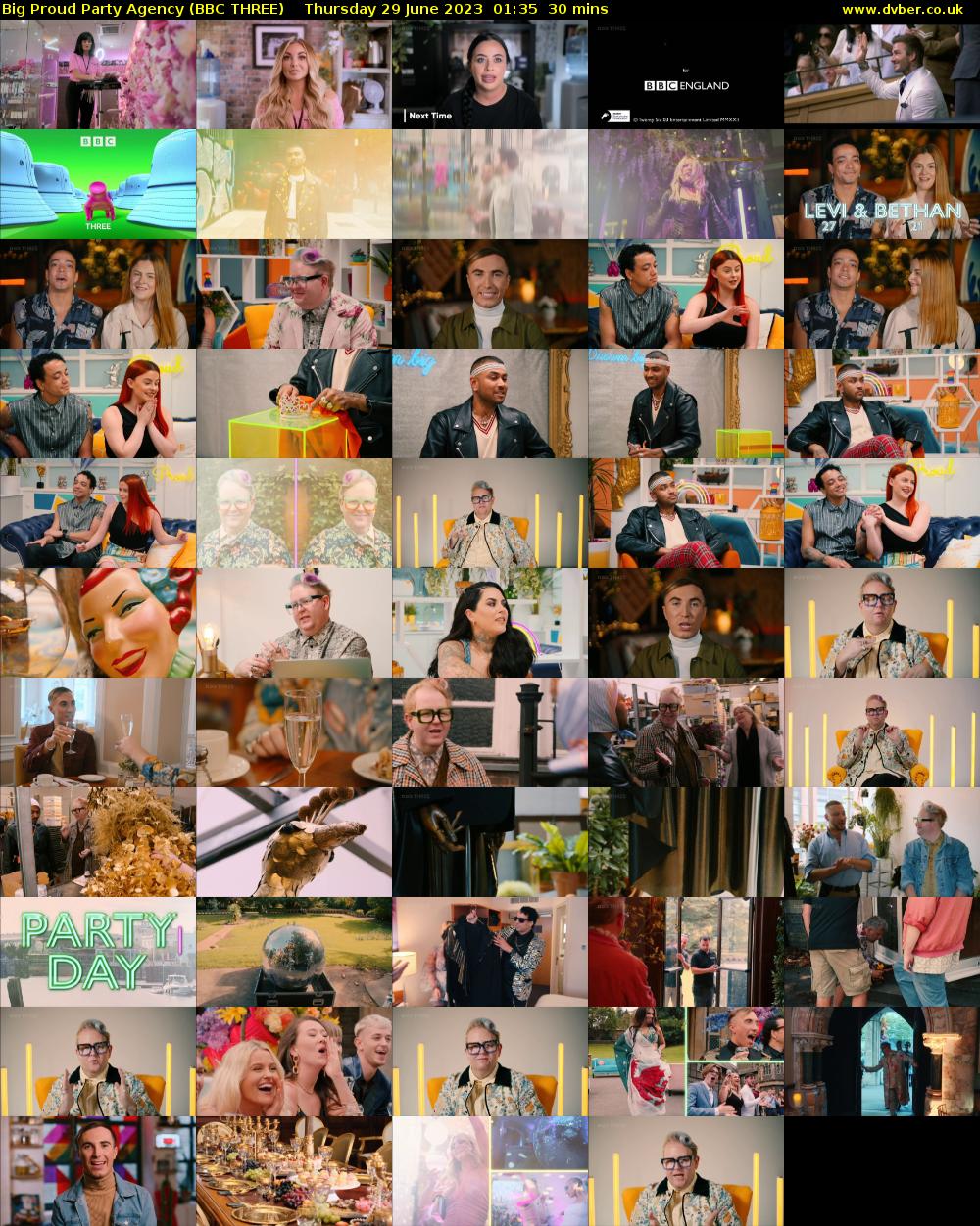 Big Proud Party Agency (BBC THREE) Thursday 29 June 2023 01:35 - 02:05