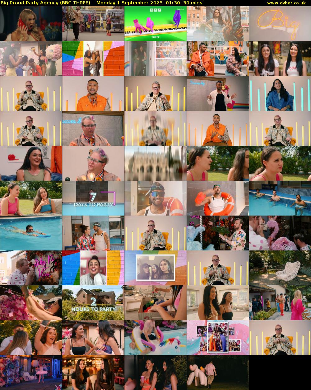 Big Proud Party Agency (BBC THREE) Monday 1 September 2025 01:30 - 02:00