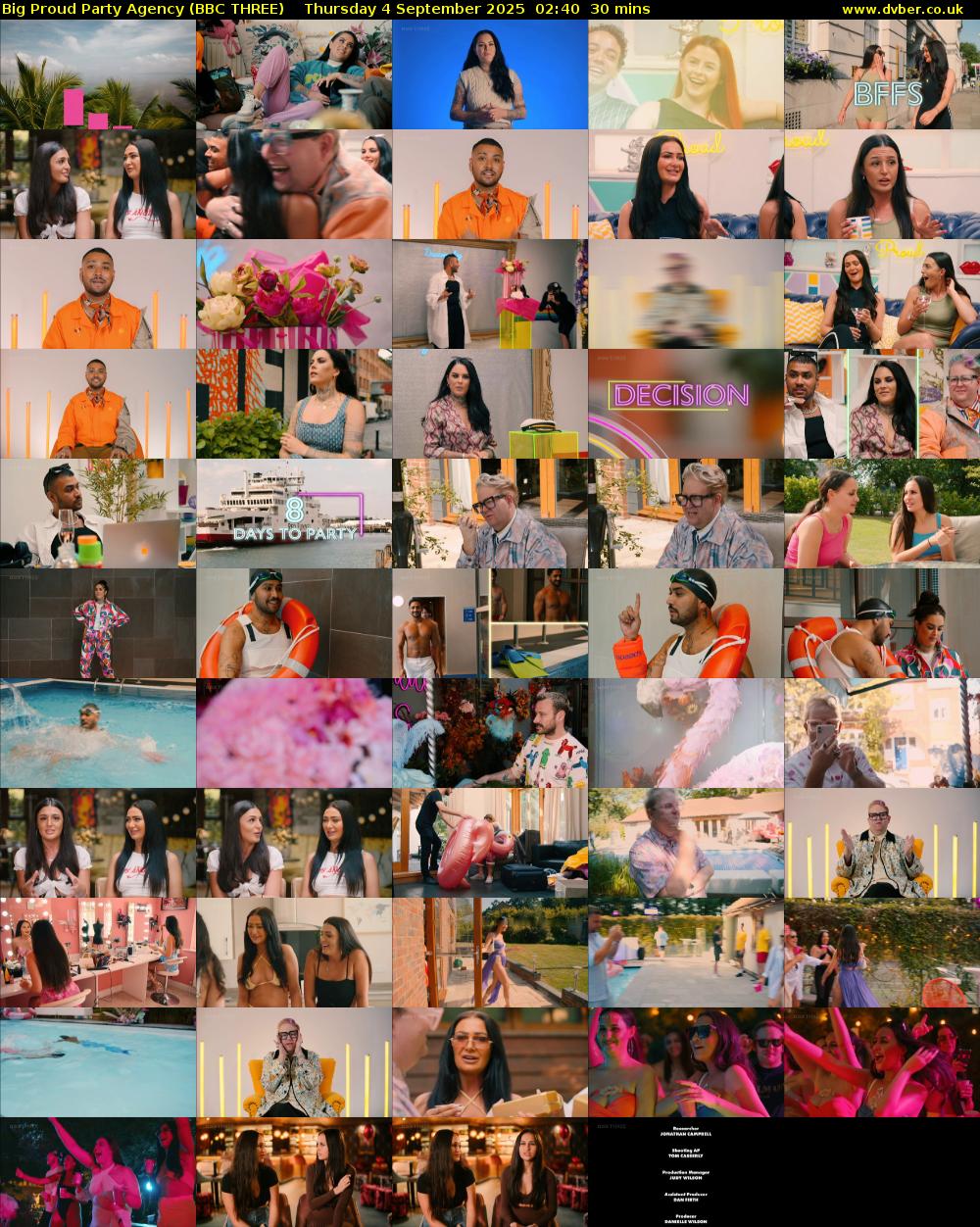 Big Proud Party Agency (BBC THREE) Thursday 4 September 2025 02:40 - 03:10