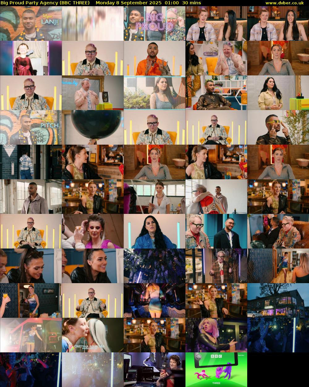 Big Proud Party Agency (BBC THREE) Monday 8 September 2025 01:00 - 01:30