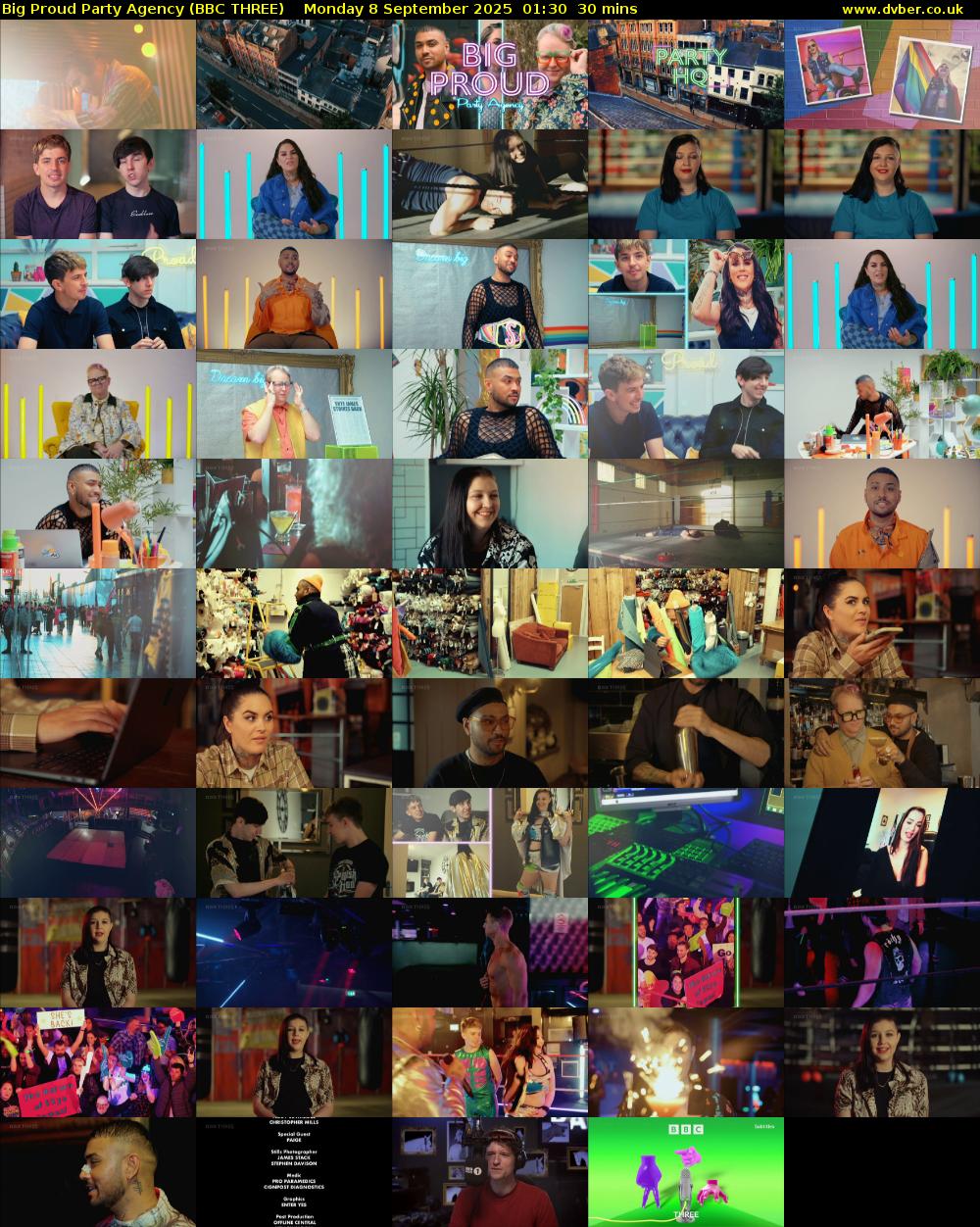 Big Proud Party Agency (BBC THREE) Monday 8 September 2025 01:30 - 02:00