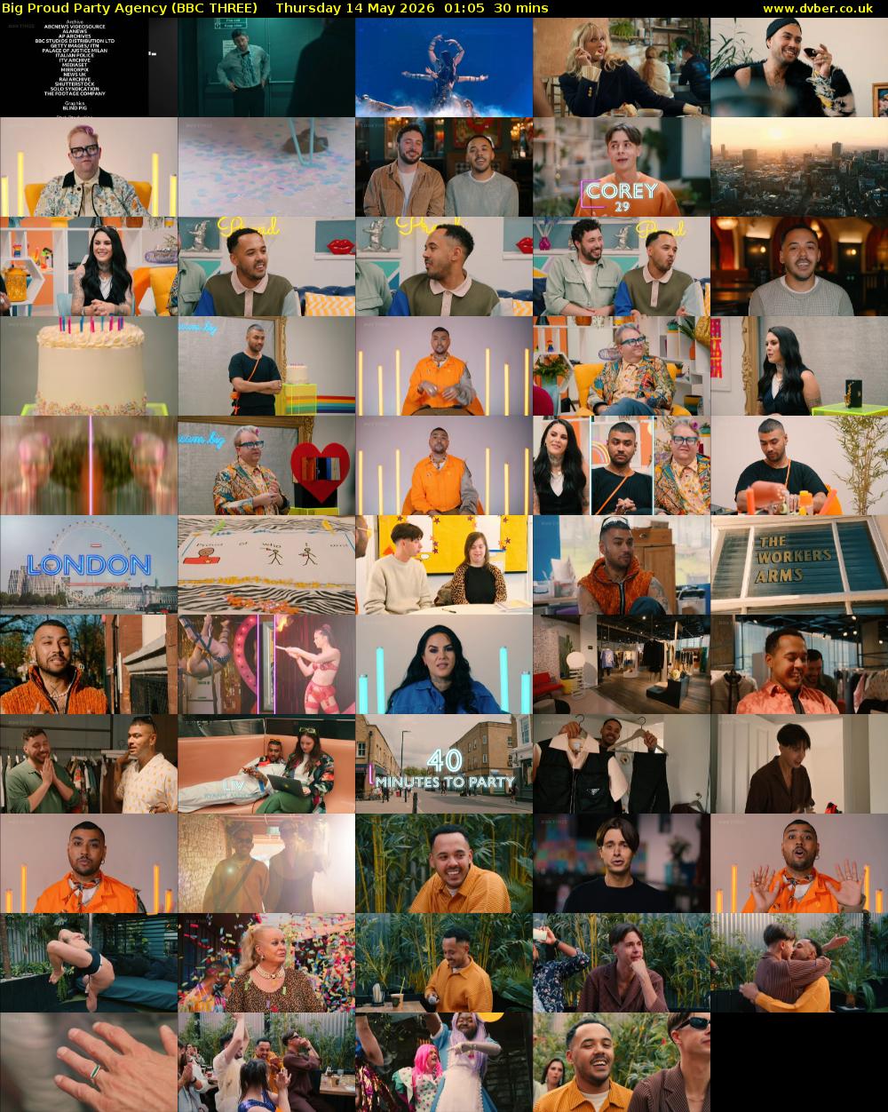 Big Proud Party Agency (BBC THREE) Thursday 14 May 2026 01:05 - 01:35