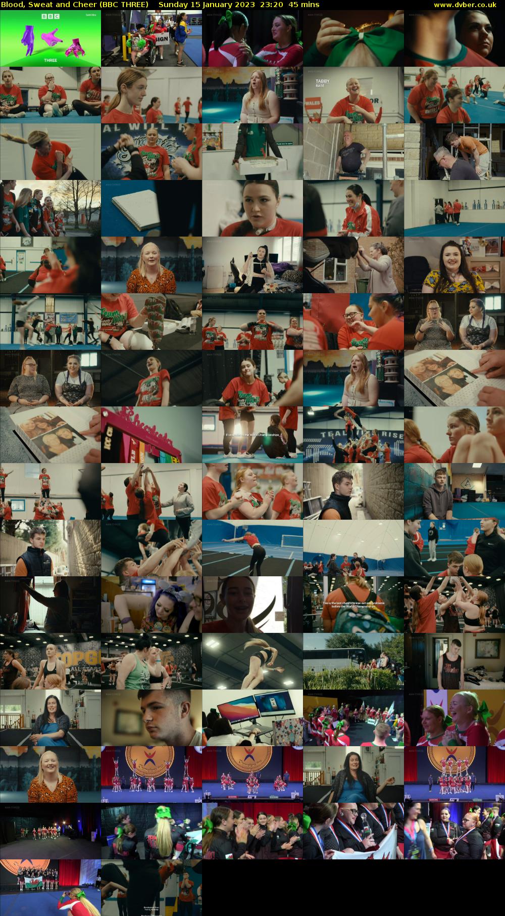 Blood, Sweat and Cheer (BBC THREE) Sunday 15 January 2023 23:20 - 00:05