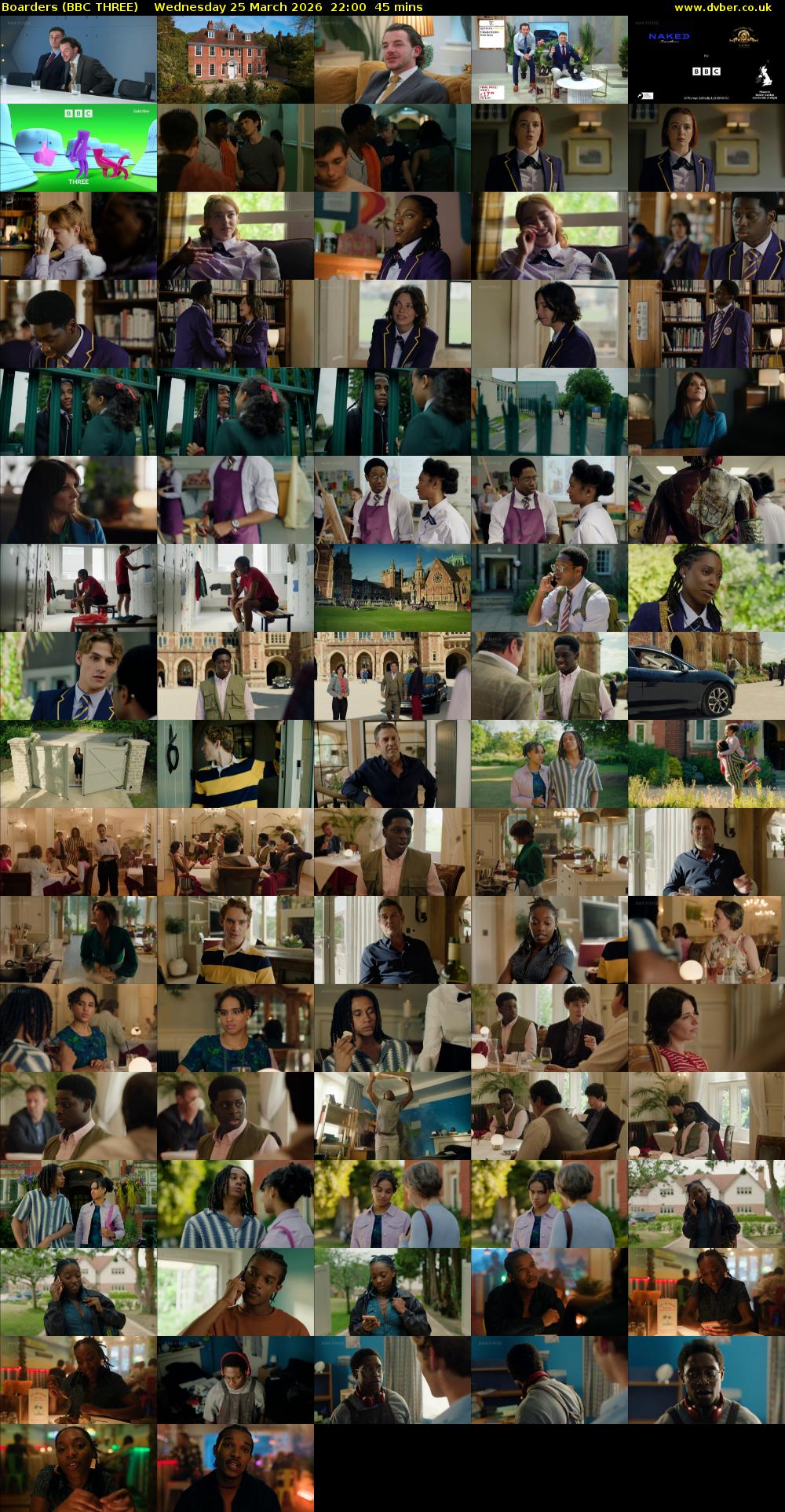 Boarders (BBC THREE) Wednesday 25 March 2026 22:00 - 22:45