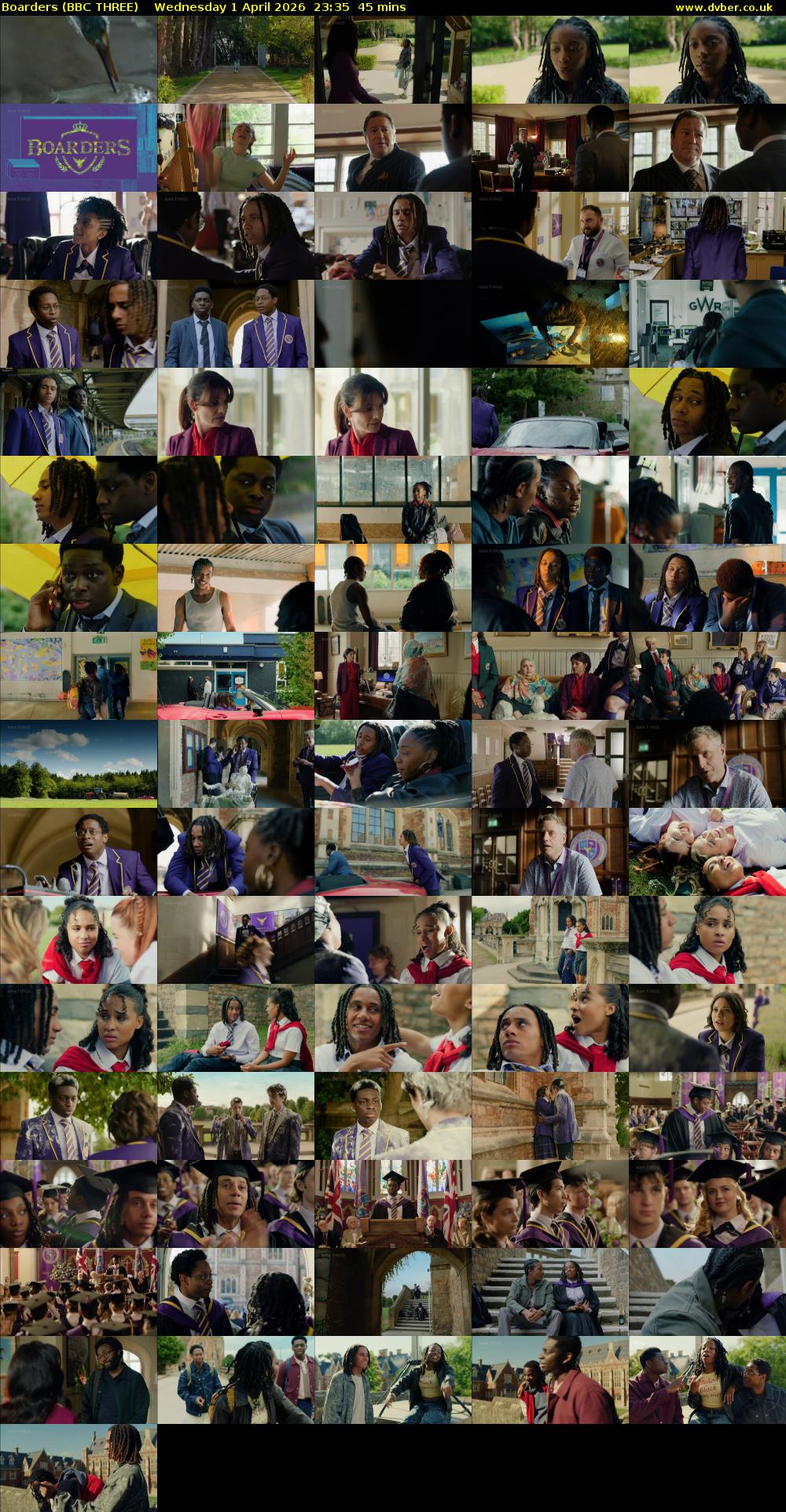 Boarders (BBC THREE) Wednesday 1 April 2026 23:35 - 00:20