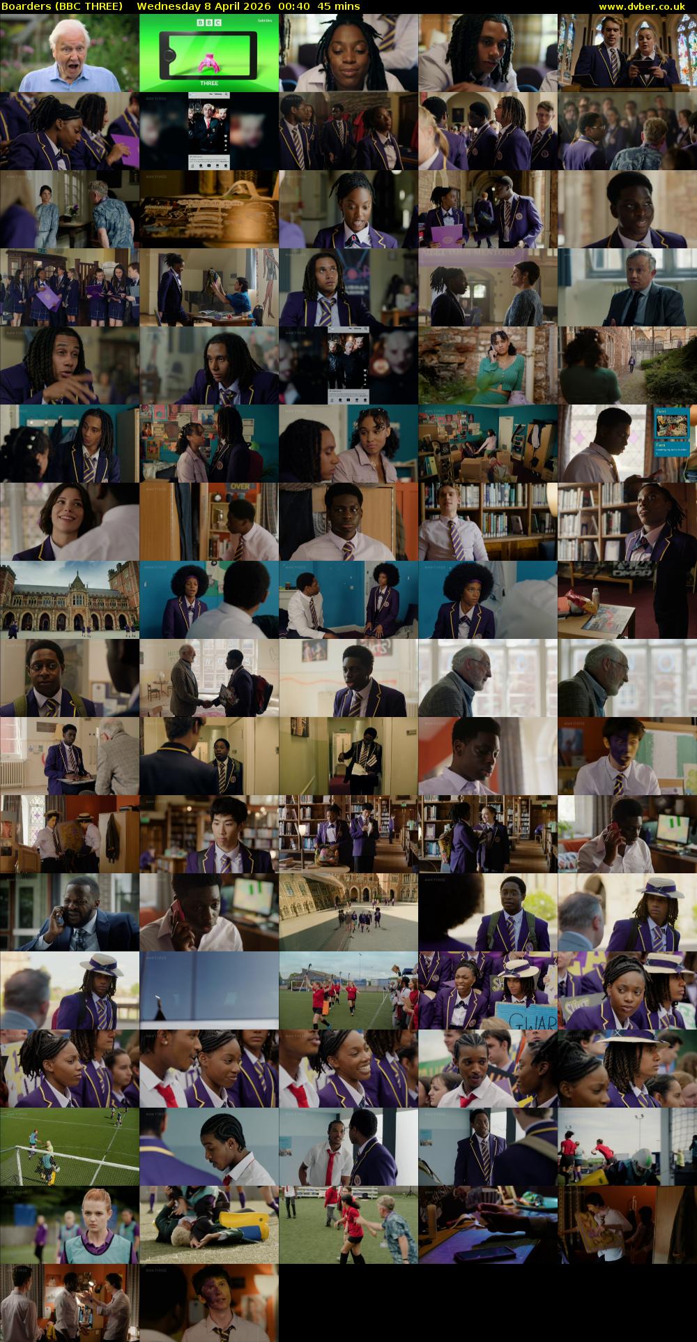 Boarders (BBC THREE) Wednesday 8 April 2026 00:40 - 01:25