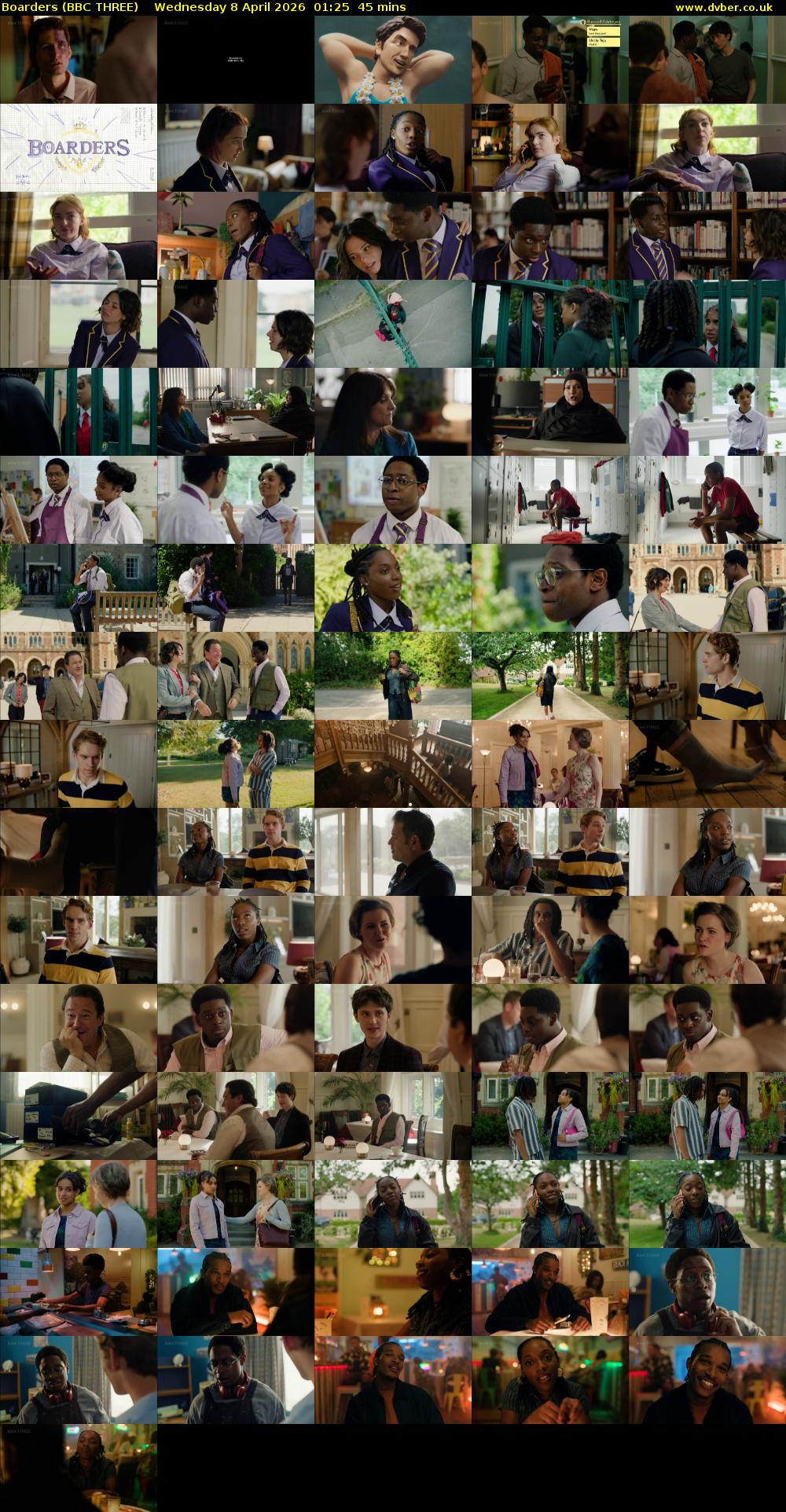 Boarders (BBC THREE) Wednesday 8 April 2026 01:25 - 02:10