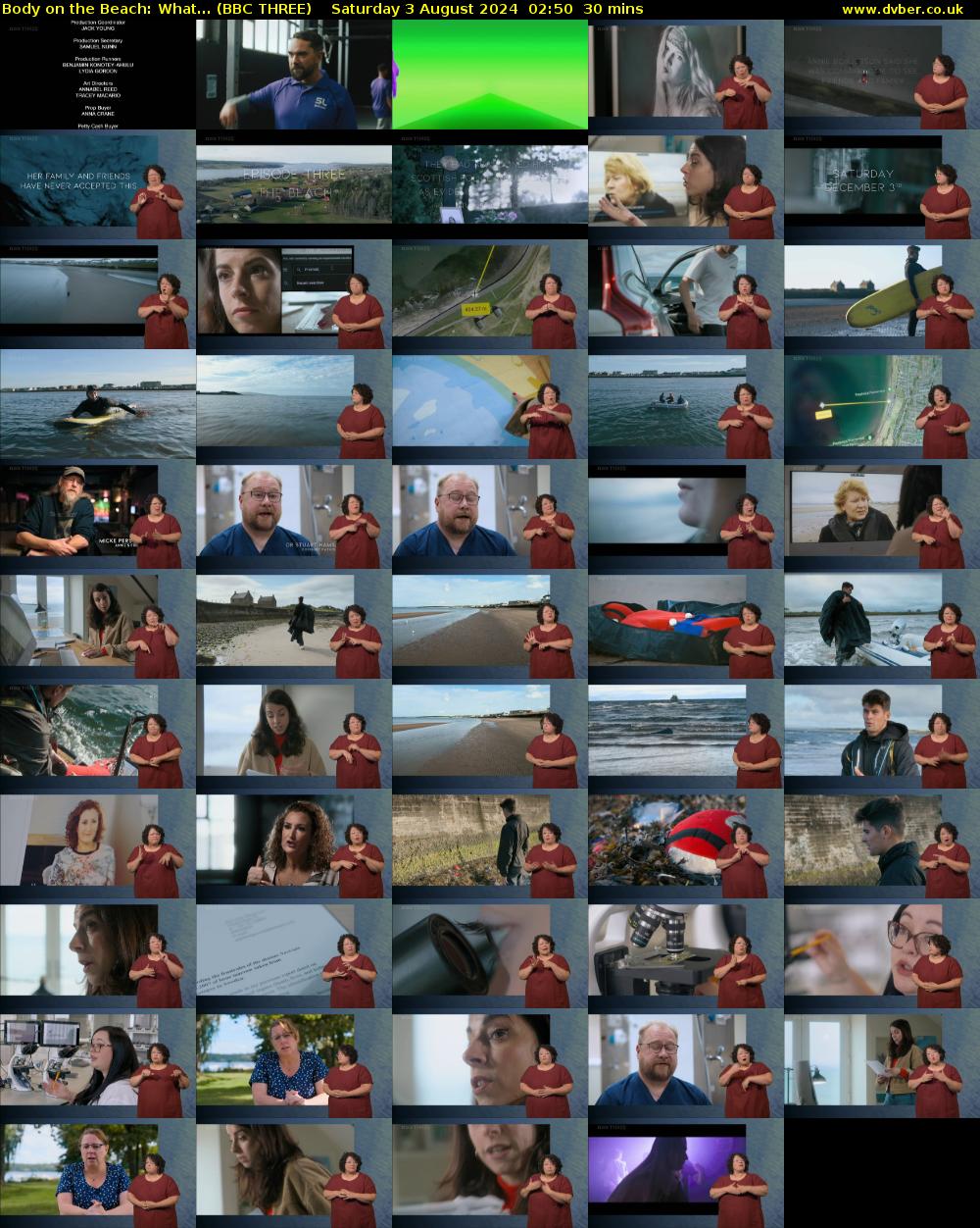Body on the Beach: What... (BBC THREE) Saturday 3 August 2024 02:50 - 03:20