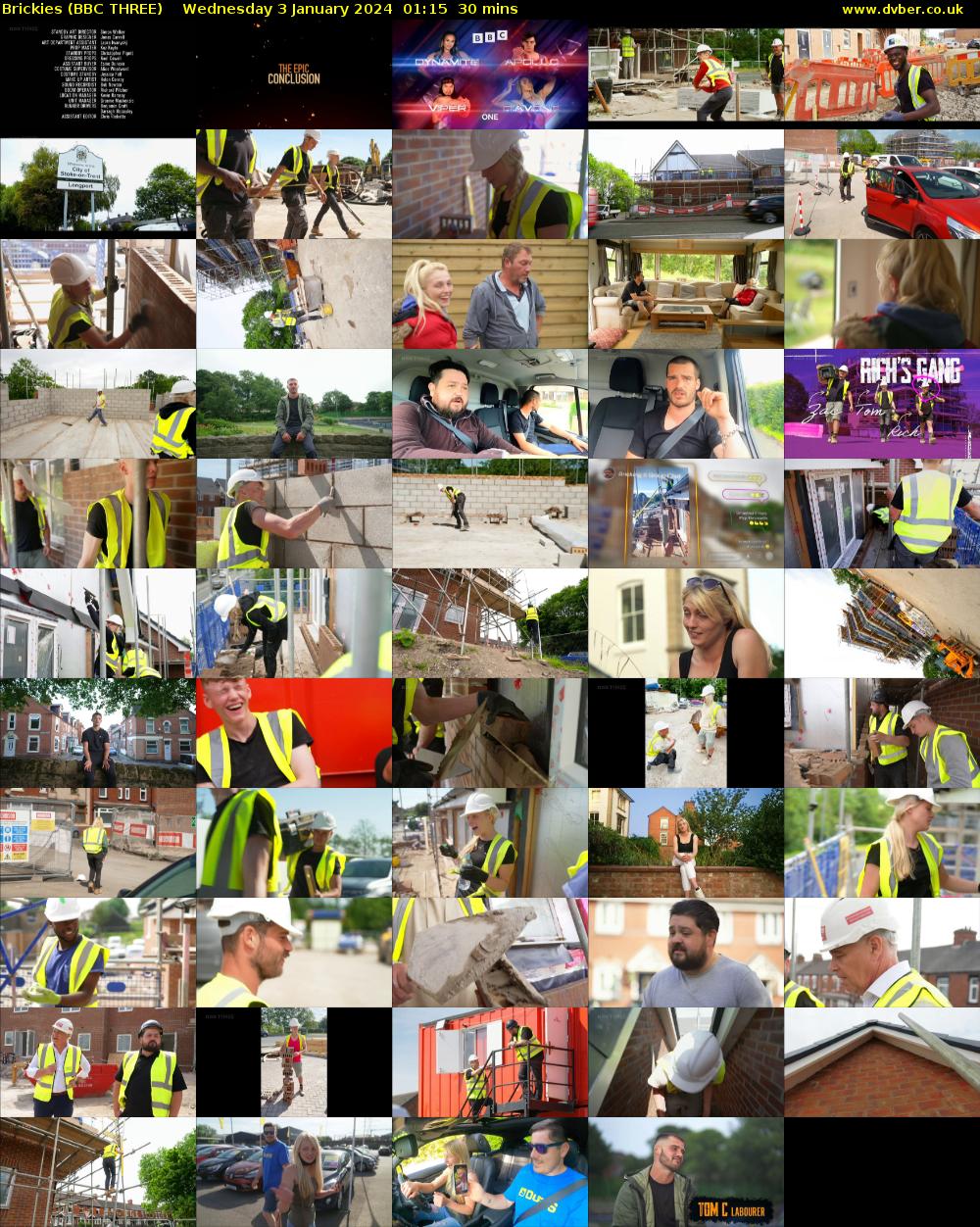 Brickies (BBC THREE) Wednesday 3 January 2024 01:15 - 01:45