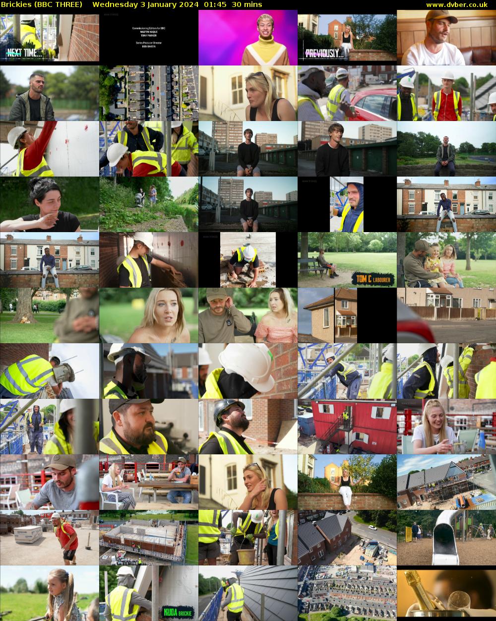 Brickies (BBC THREE) Wednesday 3 January 2024 01:45 - 02:15