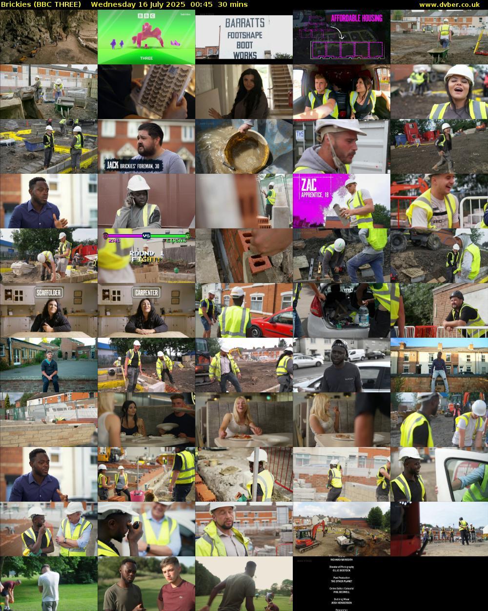 Brickies (BBC THREE) Wednesday 16 July 2025 00:45 - 01:15