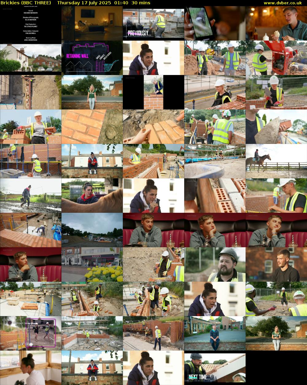 Brickies (BBC THREE) Thursday 17 July 2025 01:40 - 02:10