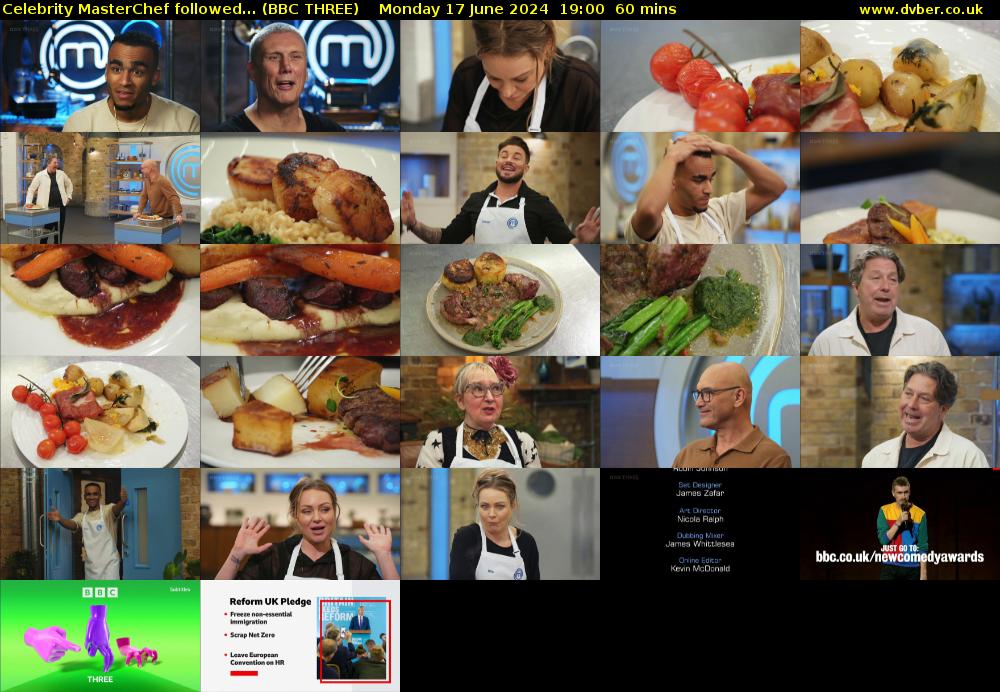 Celebrity MasterChef followed... (BBC THREE) Monday 17 June 2024 19:00 - 20:00