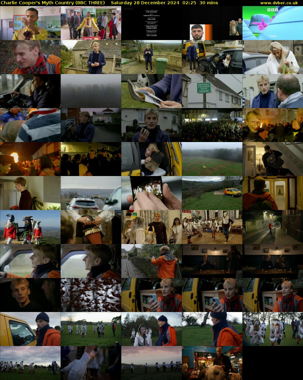 Charlie Cooper's Myth Country (BBC THREE) Saturday 28 December 2024 02:25 - 02:55