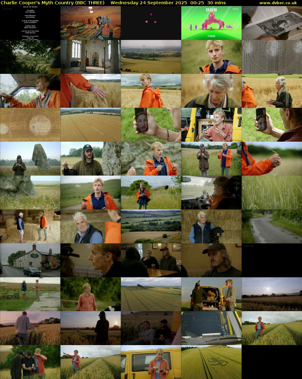 Charlie Cooper's Myth Country (BBC THREE) Wednesday 24 September 2025 00:25 - 00:55