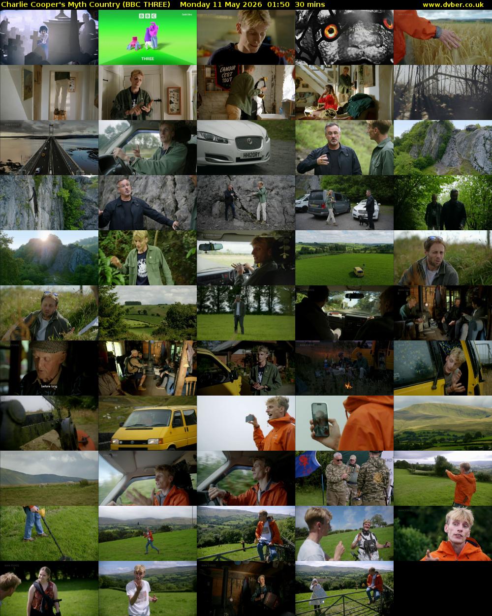 Charlie Cooper's Myth Country (BBC THREE) Monday 11 May 2026 01:50 - 02:20