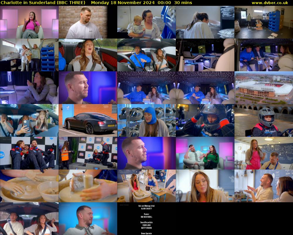 Charlotte in Sunderland (BBC THREE) Monday 18 November 2024 00:00 - 00:30
