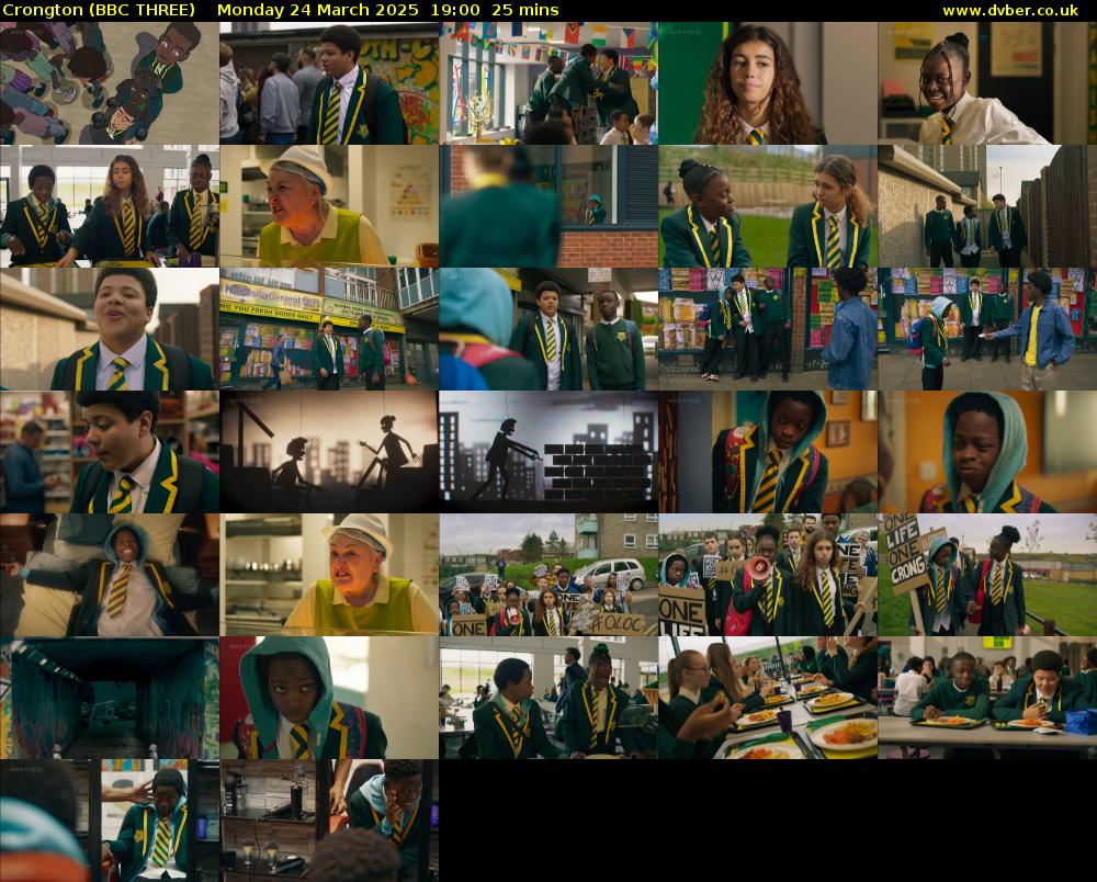 Crongton (BBC THREE) Monday 24 March 2025 19:00 - 19:25