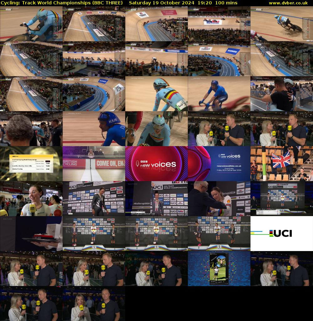Cycling: Track World Championships (BBC THREE) Saturday 19 October 2024 19:20 - 21:00