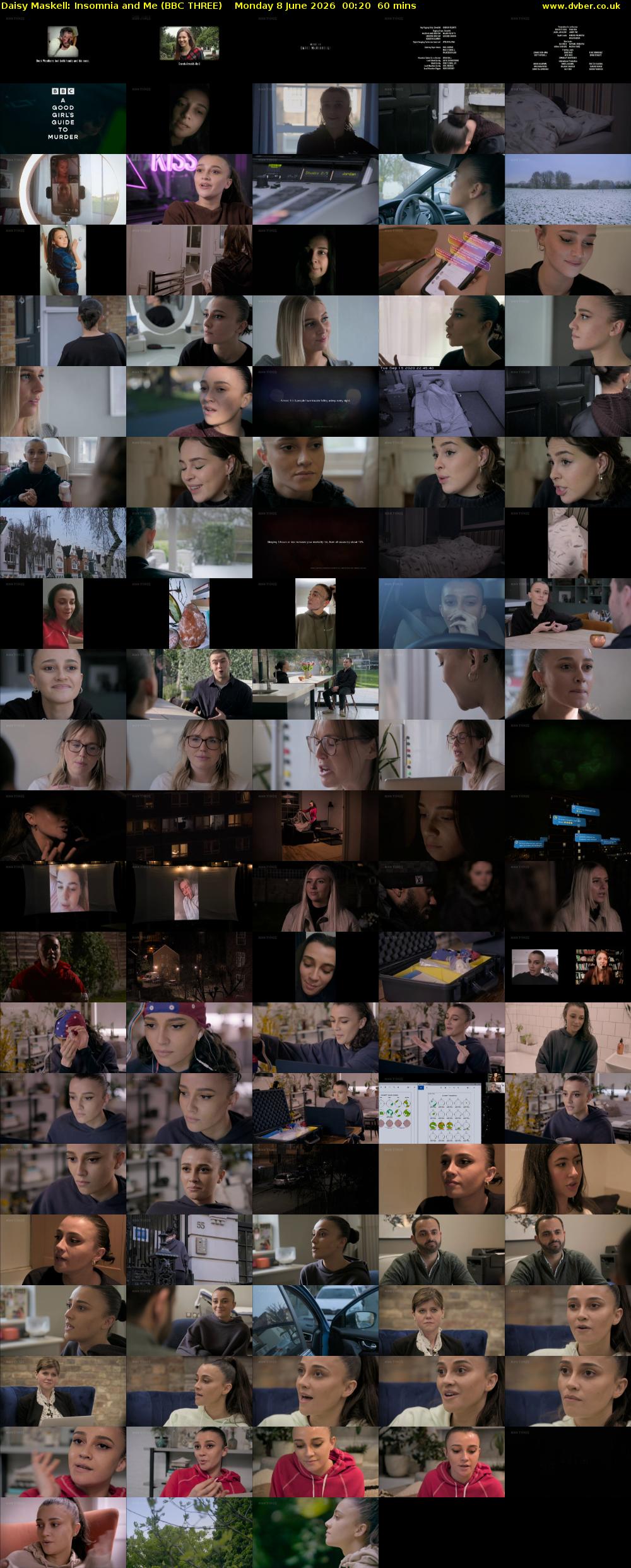 Daisy Maskell: Insomnia and Me (BBC THREE) Monday 8 June 2026 00:20 - 01:20