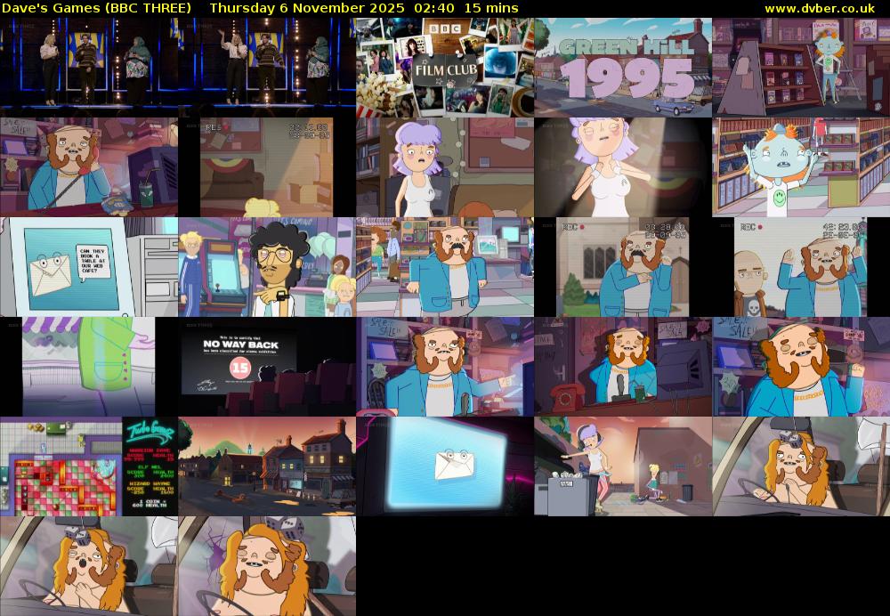 Dave's Games (BBC THREE) Thursday 6 November 2025 02:40 - 02:55