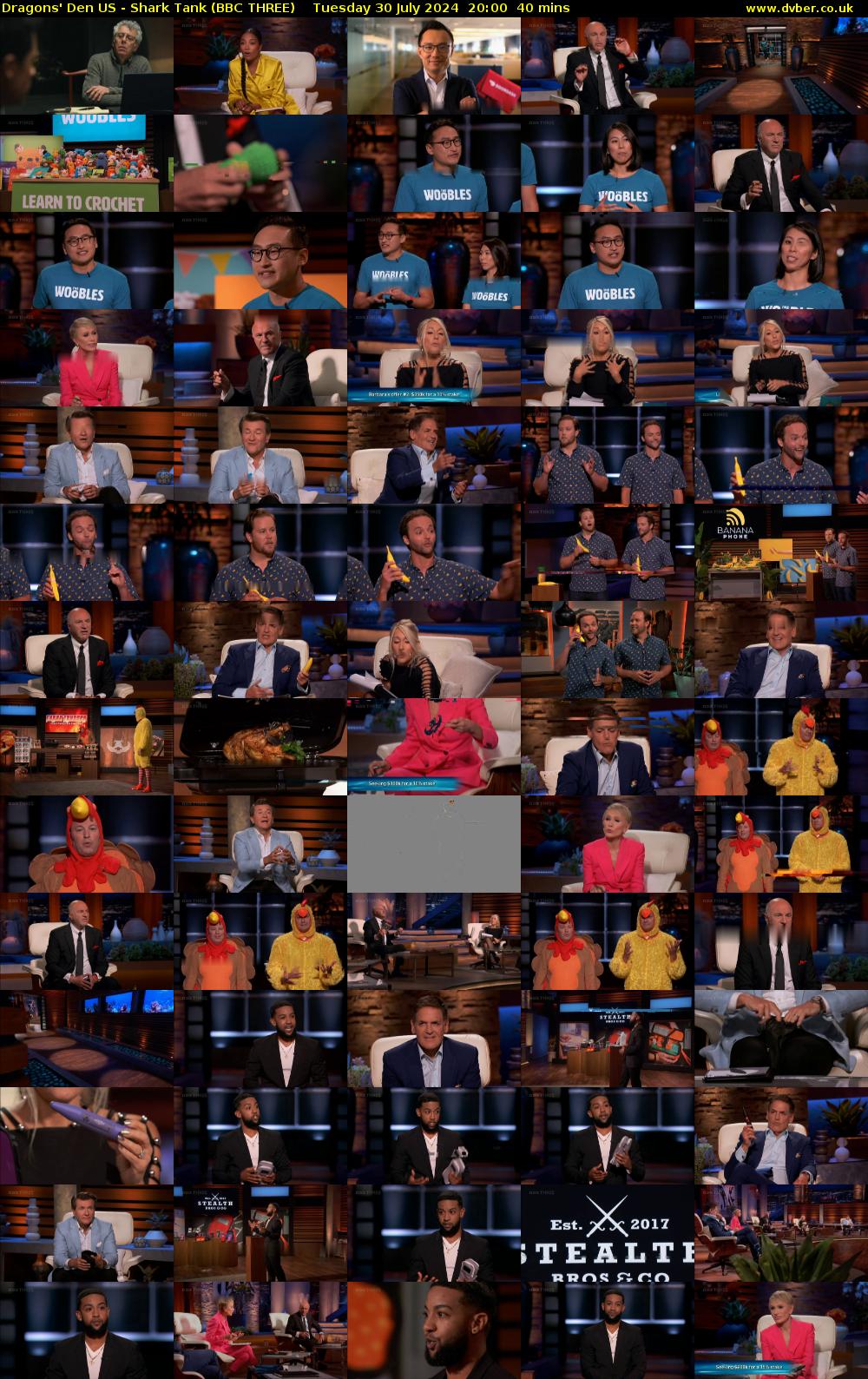 Dragons' Den US - Shark Tank (BBC THREE) Tuesday 30 July 2024 20:00 - 20:40