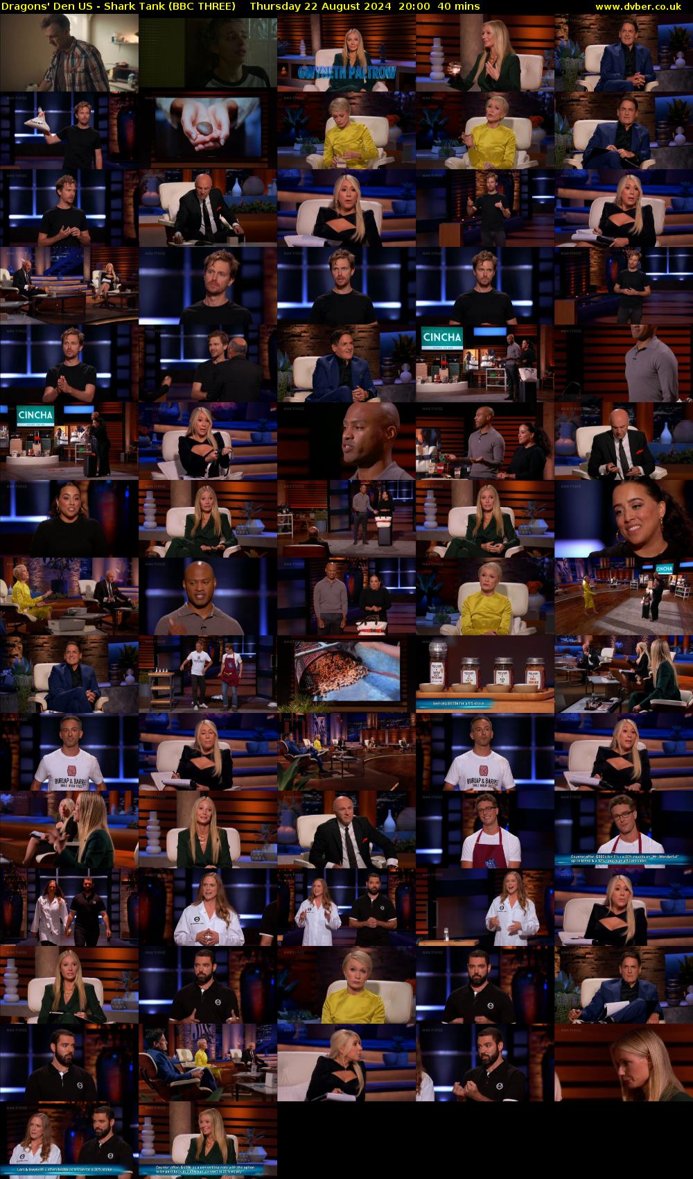 Dragons' Den US - Shark Tank (BBC THREE) Thursday 22 August 2024 20:00 - 20:40