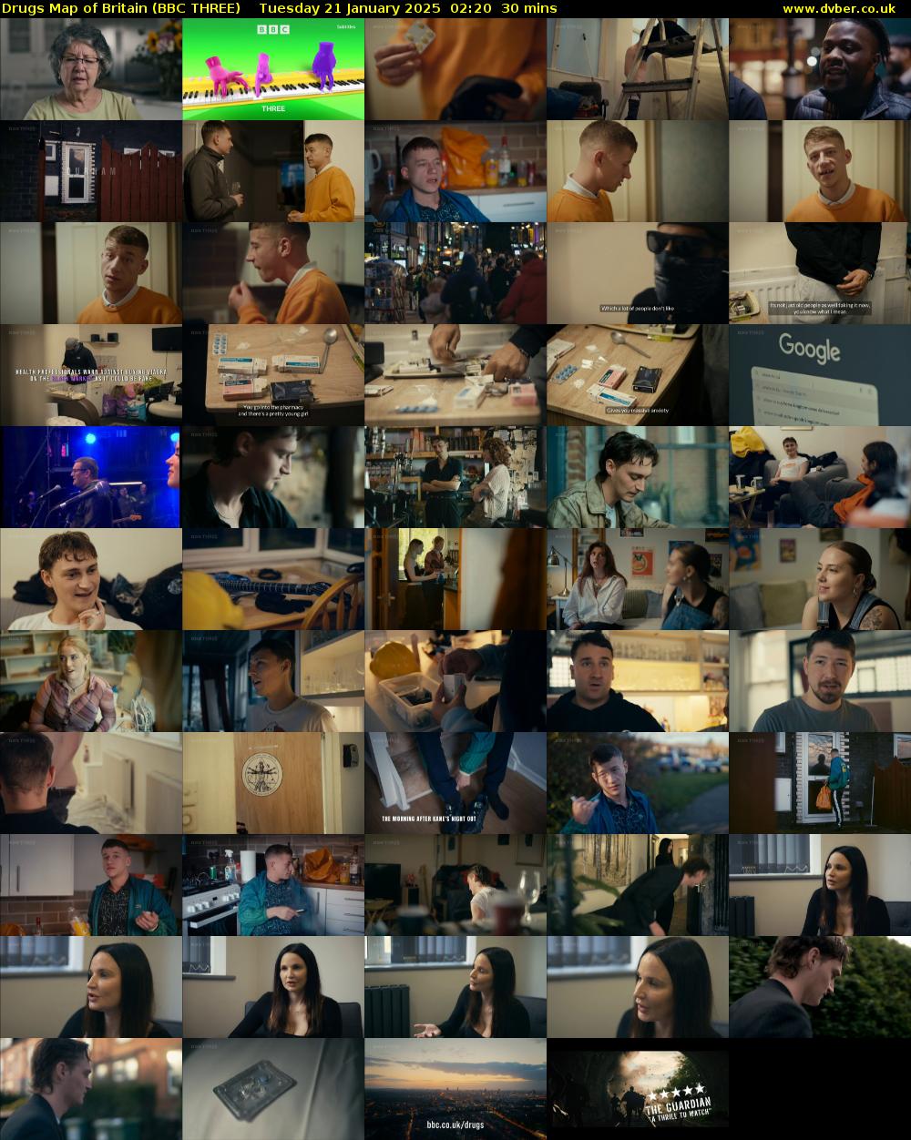 Drugs Map of Britain (BBC THREE) Tuesday 21 January 2025 02:20 - 02:50