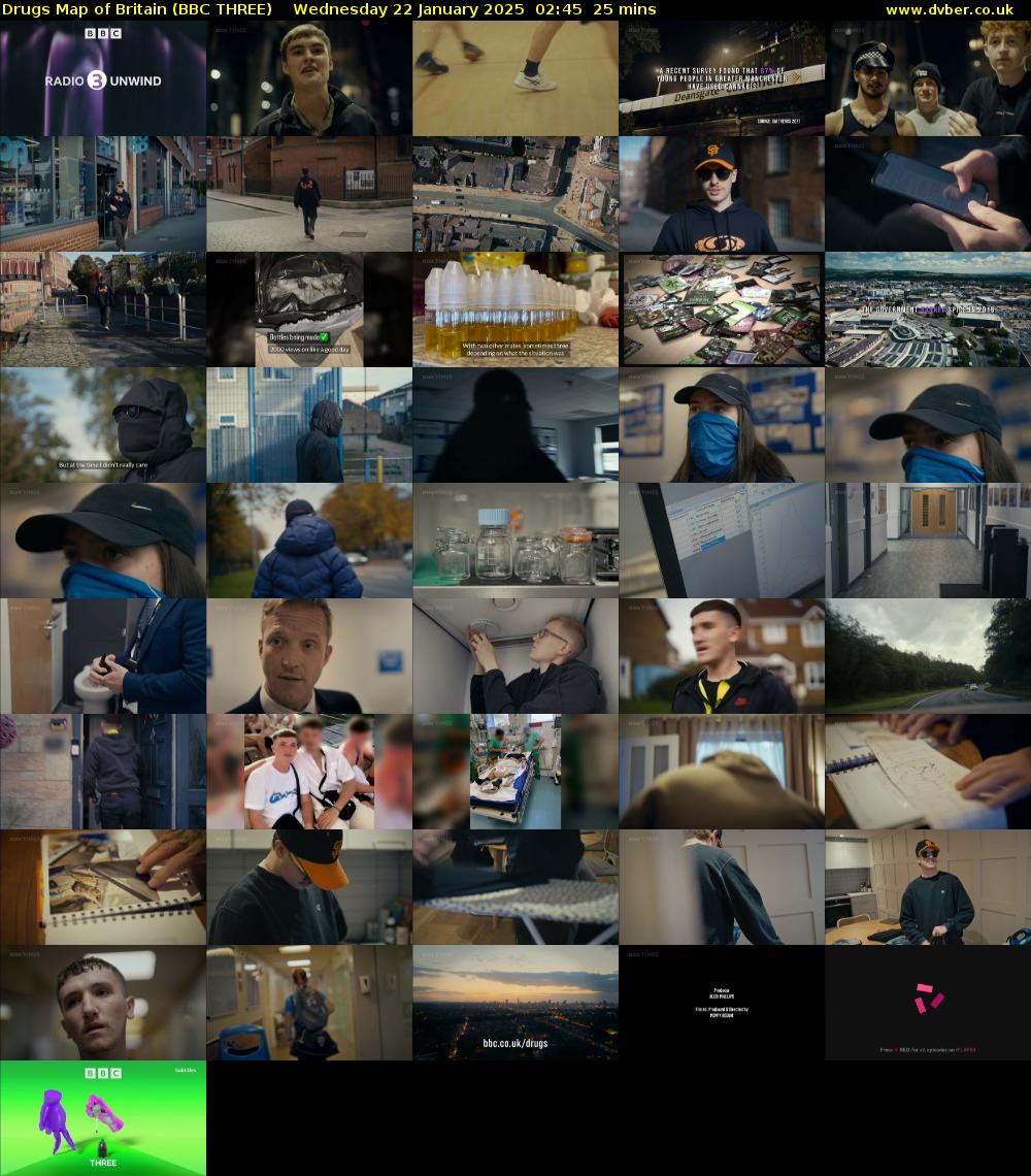 Drugs Map of Britain (BBC THREE) Wednesday 22 January 2025 02:45 - 03:10