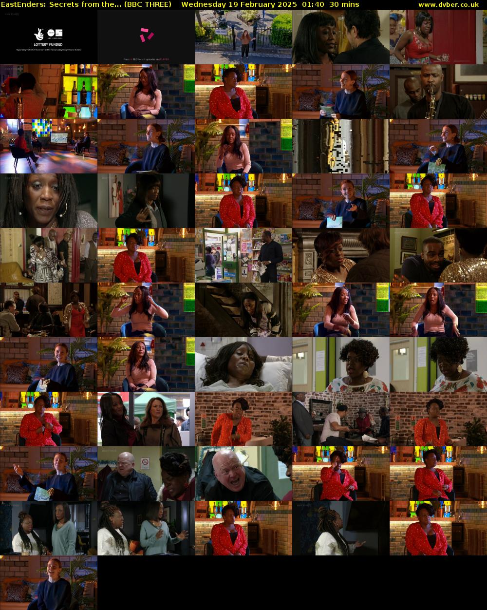EastEnders: Secrets from the... (BBC THREE) Wednesday 19 February 2025 01:40 - 02:10