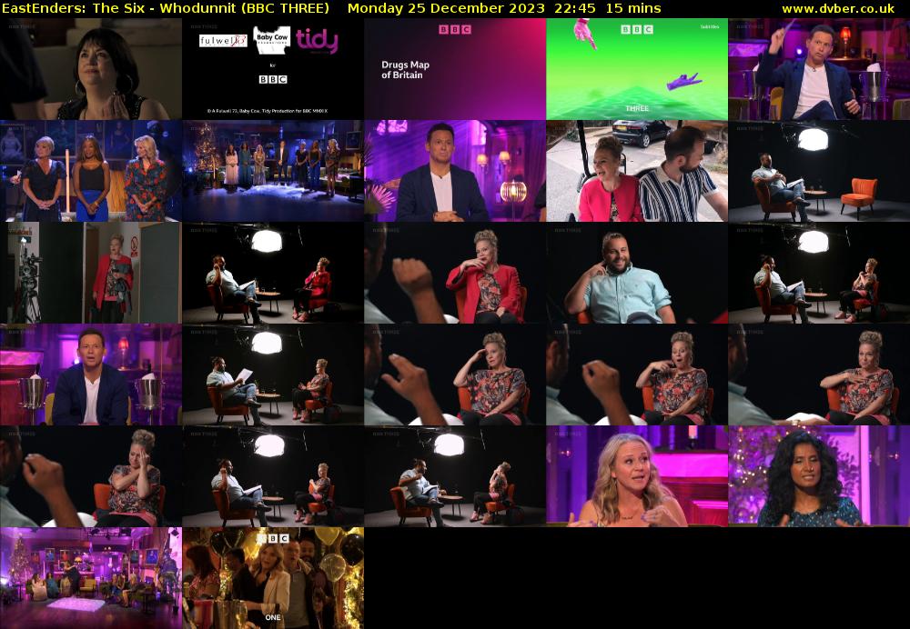 EastEnders: The Six - Whodunnit (BBC THREE) Monday 25 December 2023 22:45 - 23:00