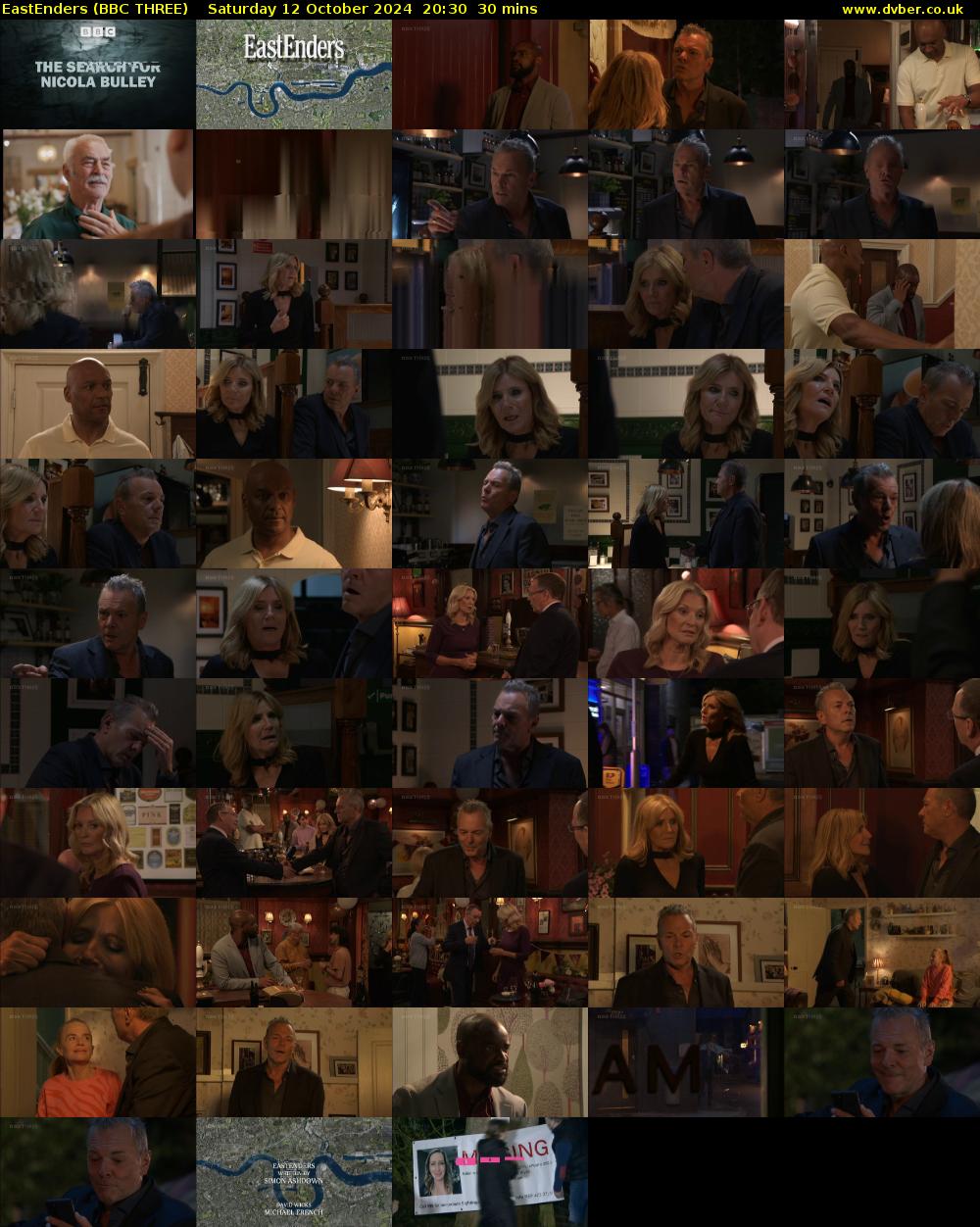 EastEnders (BBC THREE) Saturday 12 October 2024 20:30 - 21:00