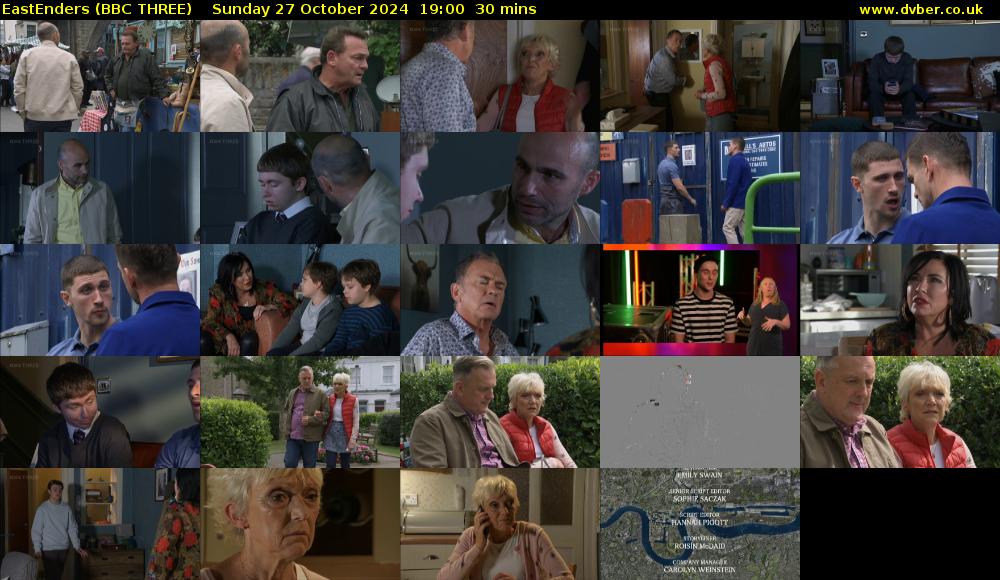 EastEnders (BBC THREE) Sunday 27 October 2024 19:00 - 19:30