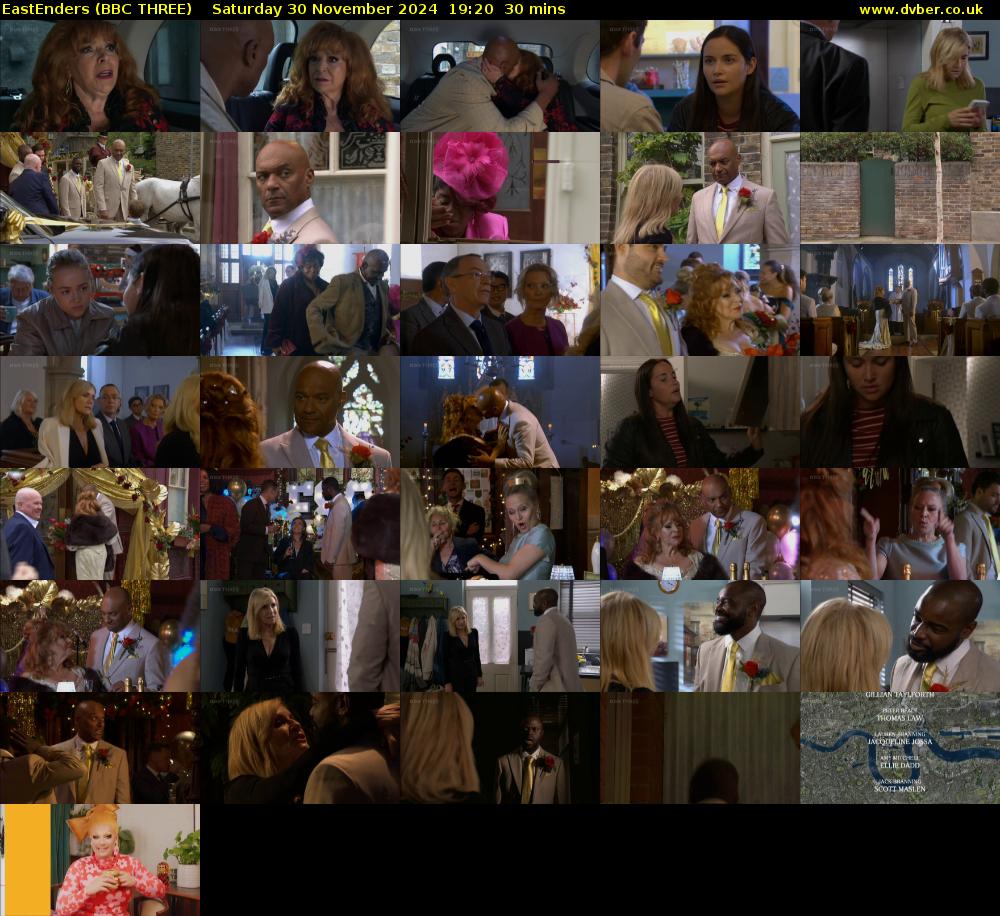 EastEnders (BBC THREE) Saturday 30 November 2024 19:20 - 19:50