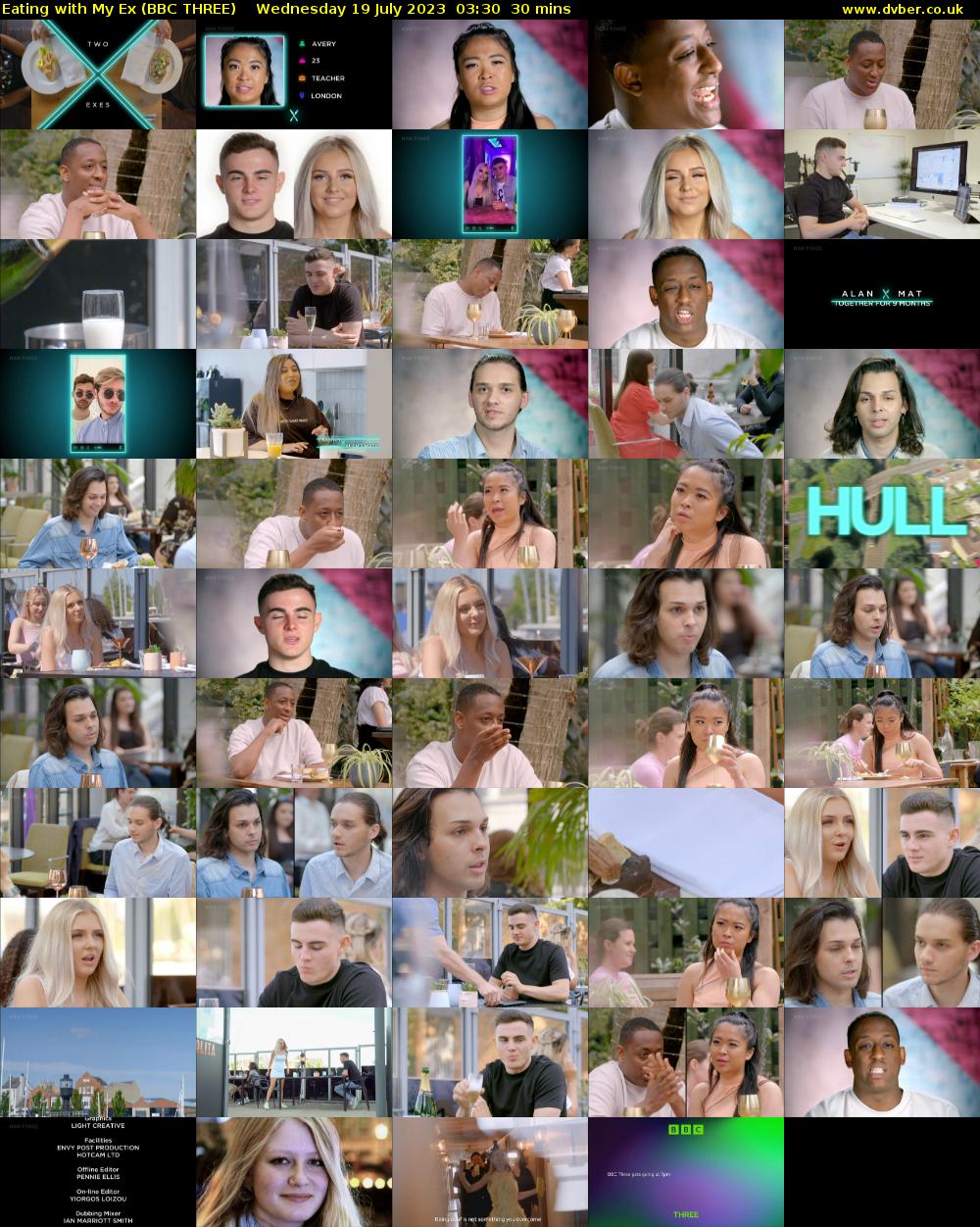 Eating With My Ex (BBC THREE) Wednesday 19 July 2023 03:30 - 04:00