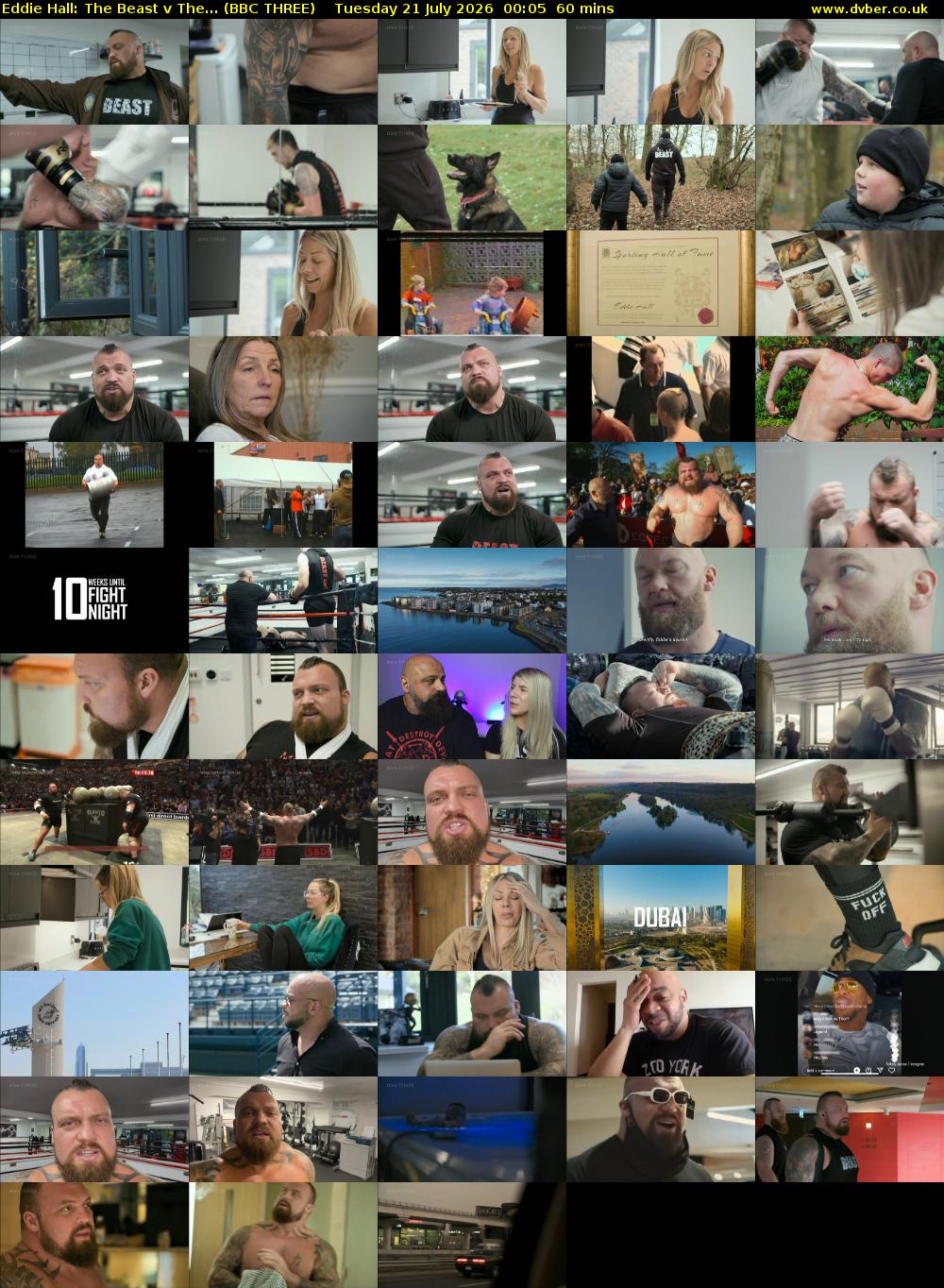 Eddie Hall: The Beast v The... (BBC THREE) Tuesday 21 July 2026 00:05 - 01:05