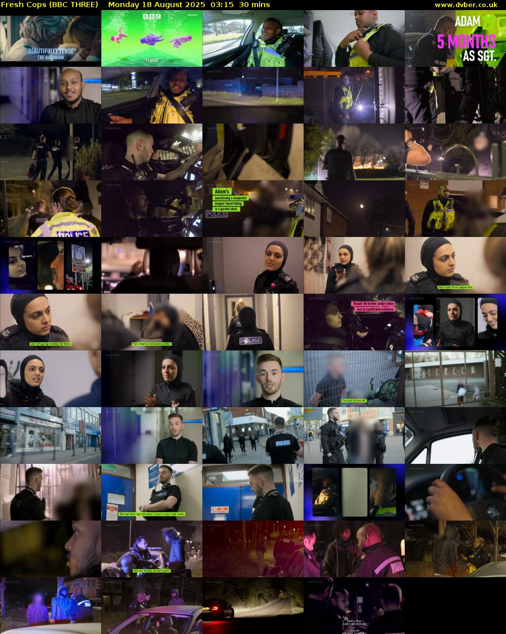 Fresh Cops (BBC THREE) Monday 18 August 2025 03:15 - 03:45