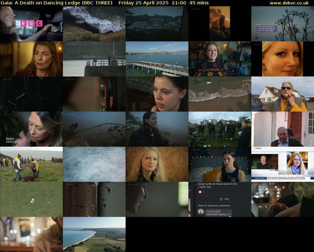 Gaia: A Death on Dancing Ledge (BBC THREE) Friday 25 April 2025 21:00 - 21:45