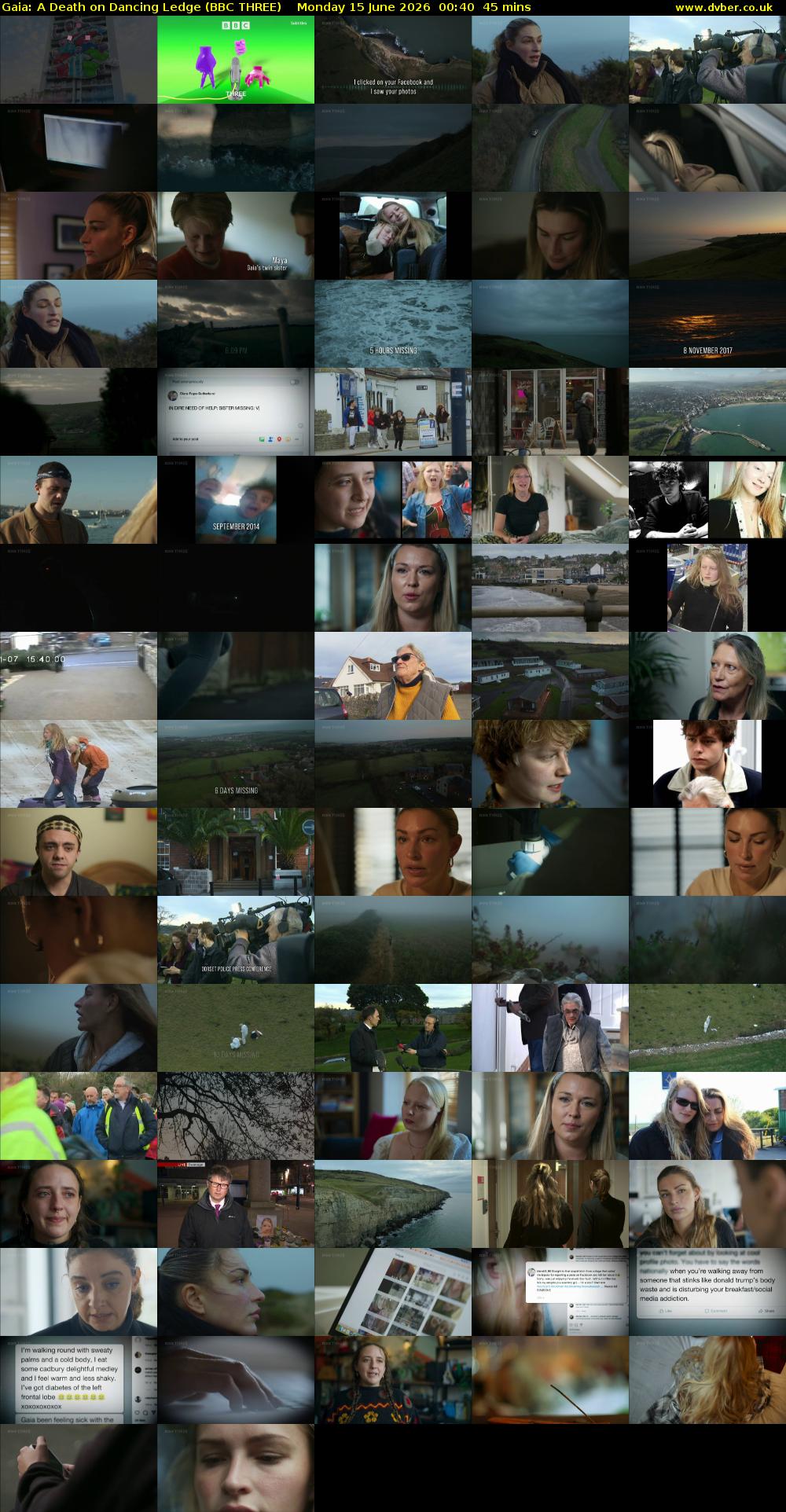 Gaia: A Death on Dancing Ledge (BBC THREE) Monday 15 June 2026 00:40 - 01:25