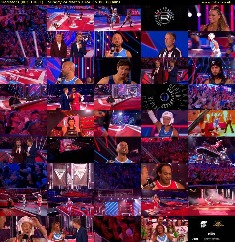 Gladiators (BBC THREE) Sunday 24 March 2024 19:00 - 20:00