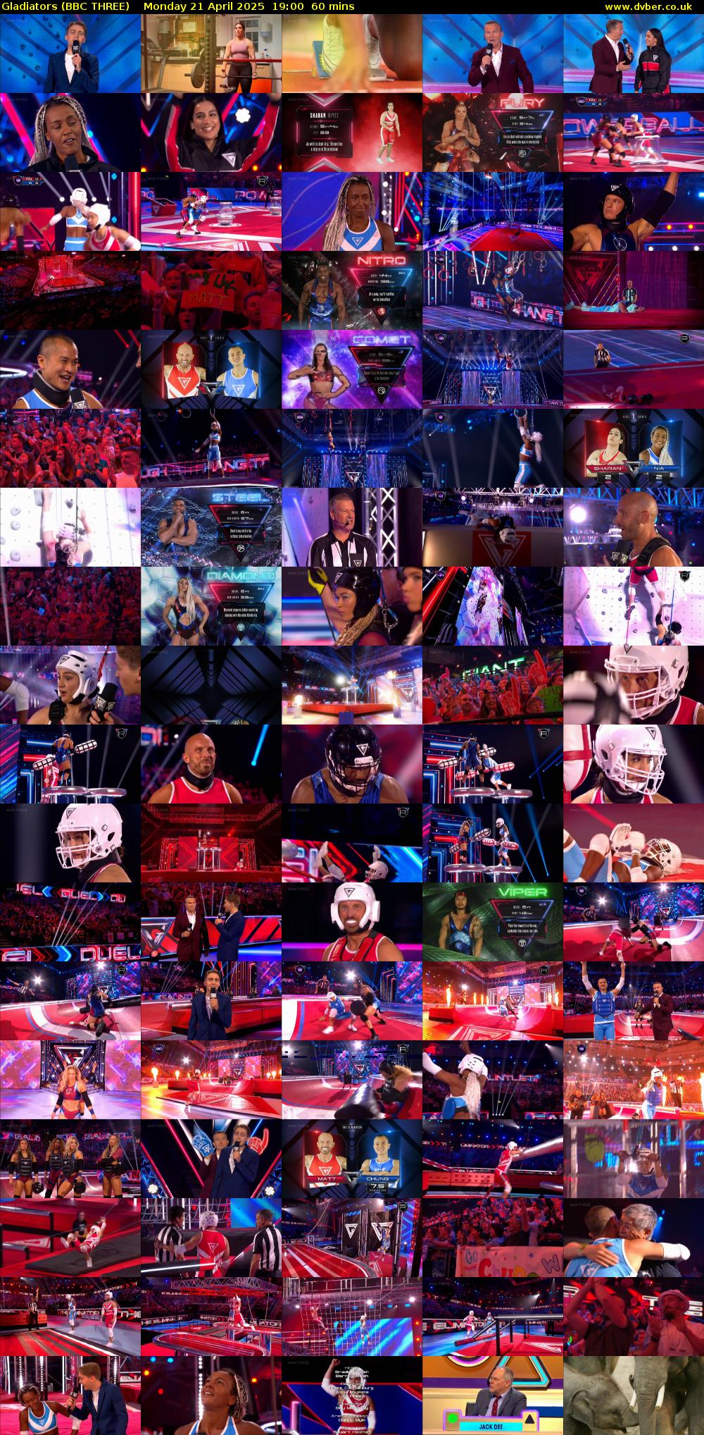Gladiators (BBC THREE) Monday 21 April 2025 19:00 - 20:00