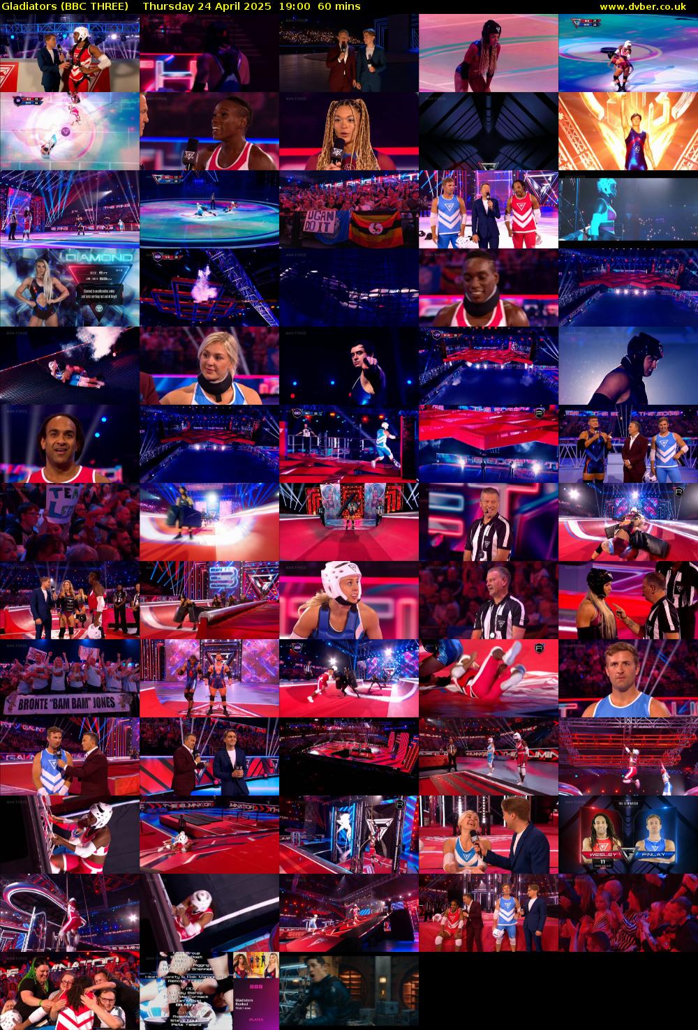 Gladiators (BBC THREE) Thursday 24 April 2025 19:00 - 20:00