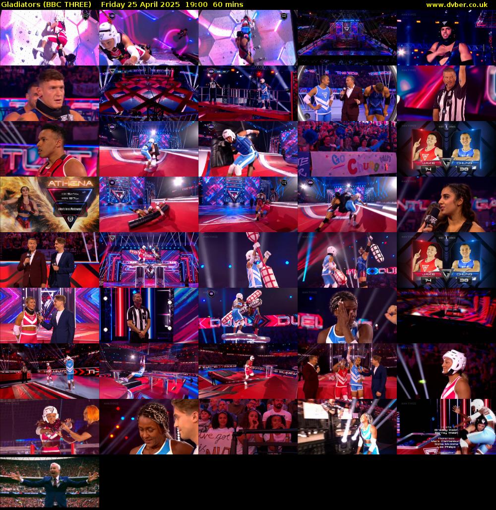 Gladiators (BBC THREE) Friday 25 April 2025 19:00 - 20:00