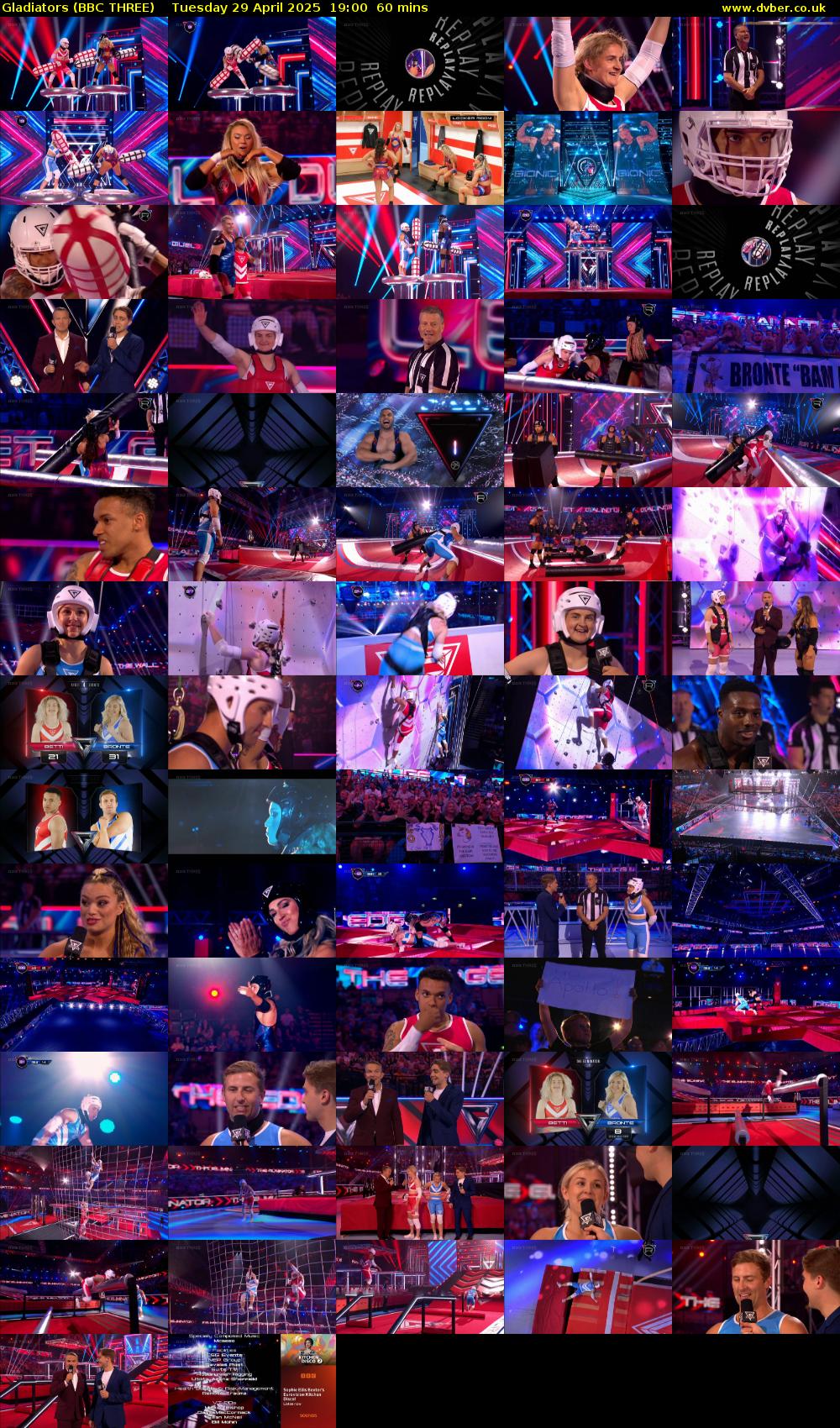 Gladiators (BBC THREE) Tuesday 29 April 2025 19:00 - 20:00