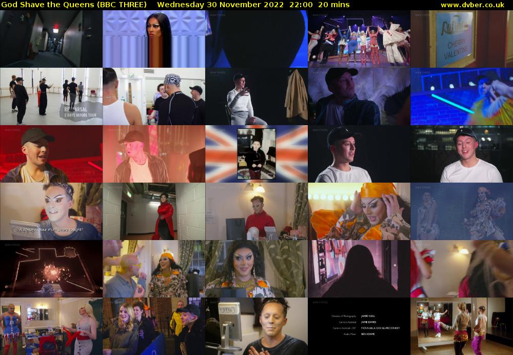 God Shave the Queens (BBC THREE) Wednesday 30 November 2022 22:00 - 22:20