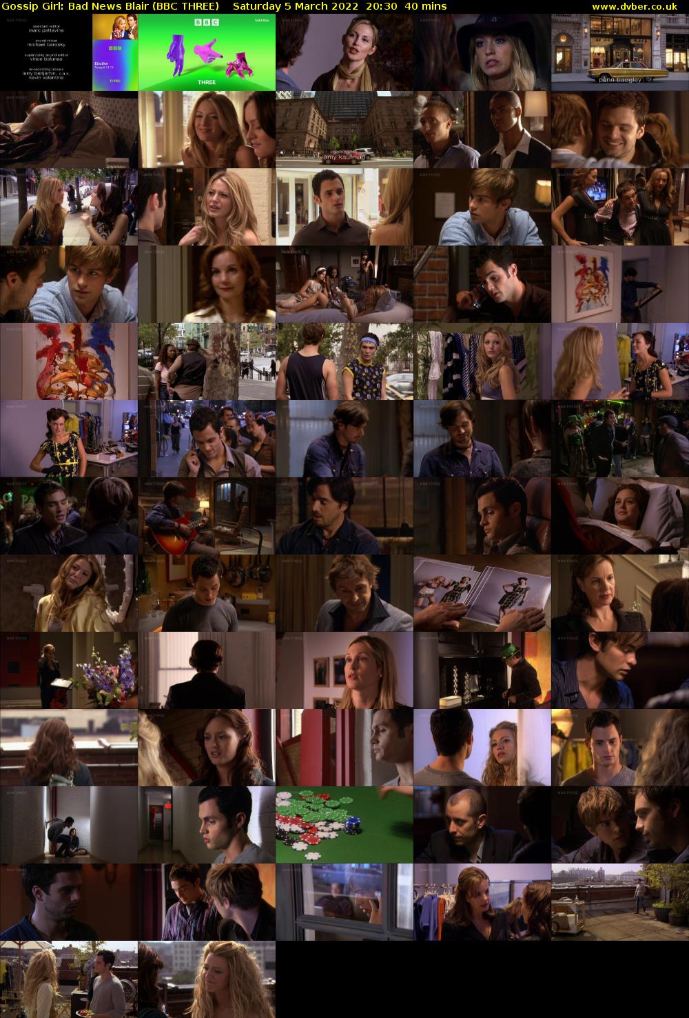 Gossip Girl: Bad News Blair (BBC THREE) Saturday 5 March 2022 20:30 - 21:10